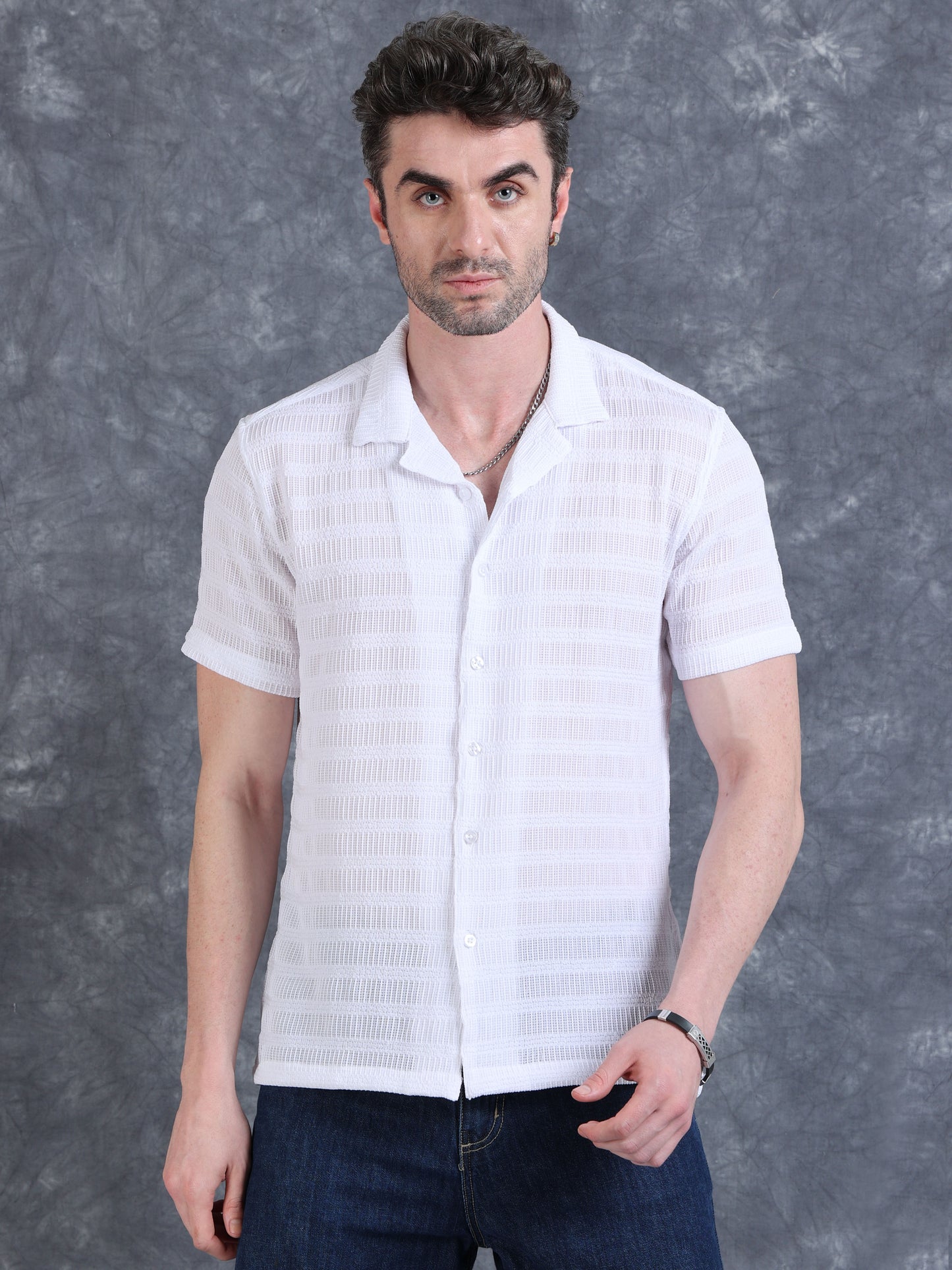 Imported Taiwan Sunset Plaid Textured Shirt -Beige