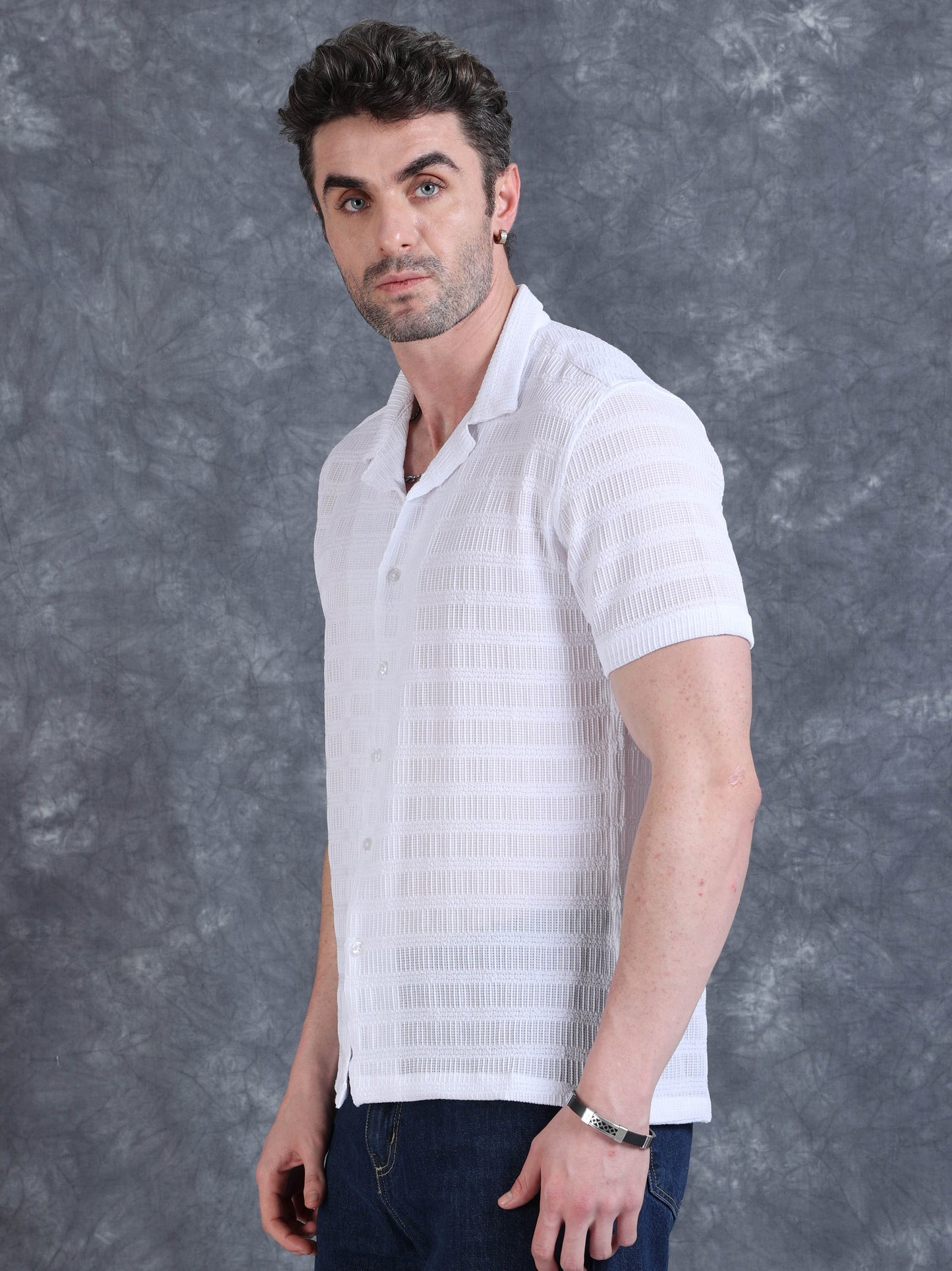 Imported Taiwan Sunset Plaid Textured Shirt -Beige