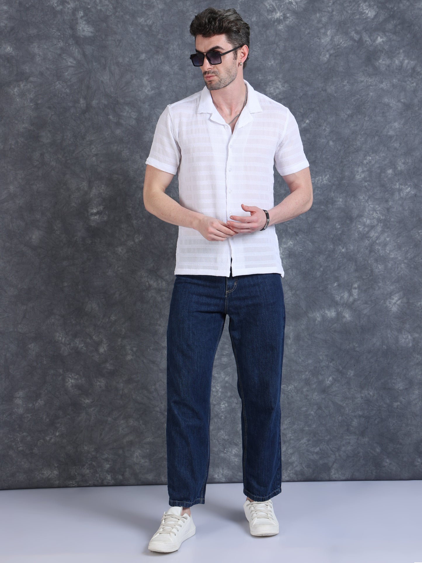 Imported Taiwan Sunset Plaid Textured Shirt -Beige
