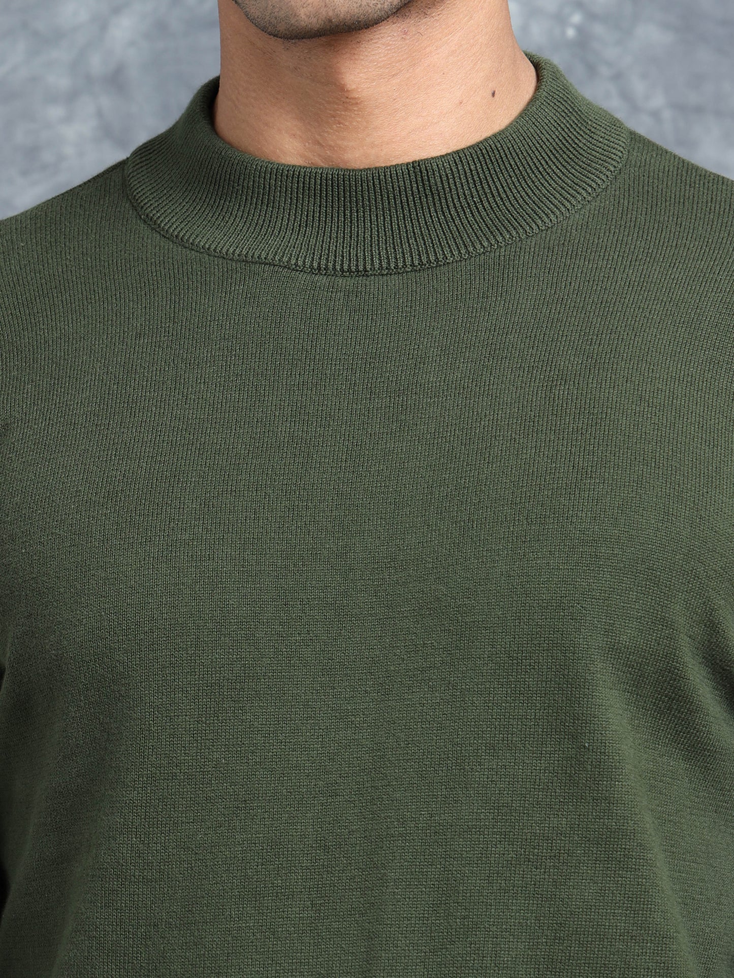 Olive Ribbed Texture Full Sleeve T-Shirt