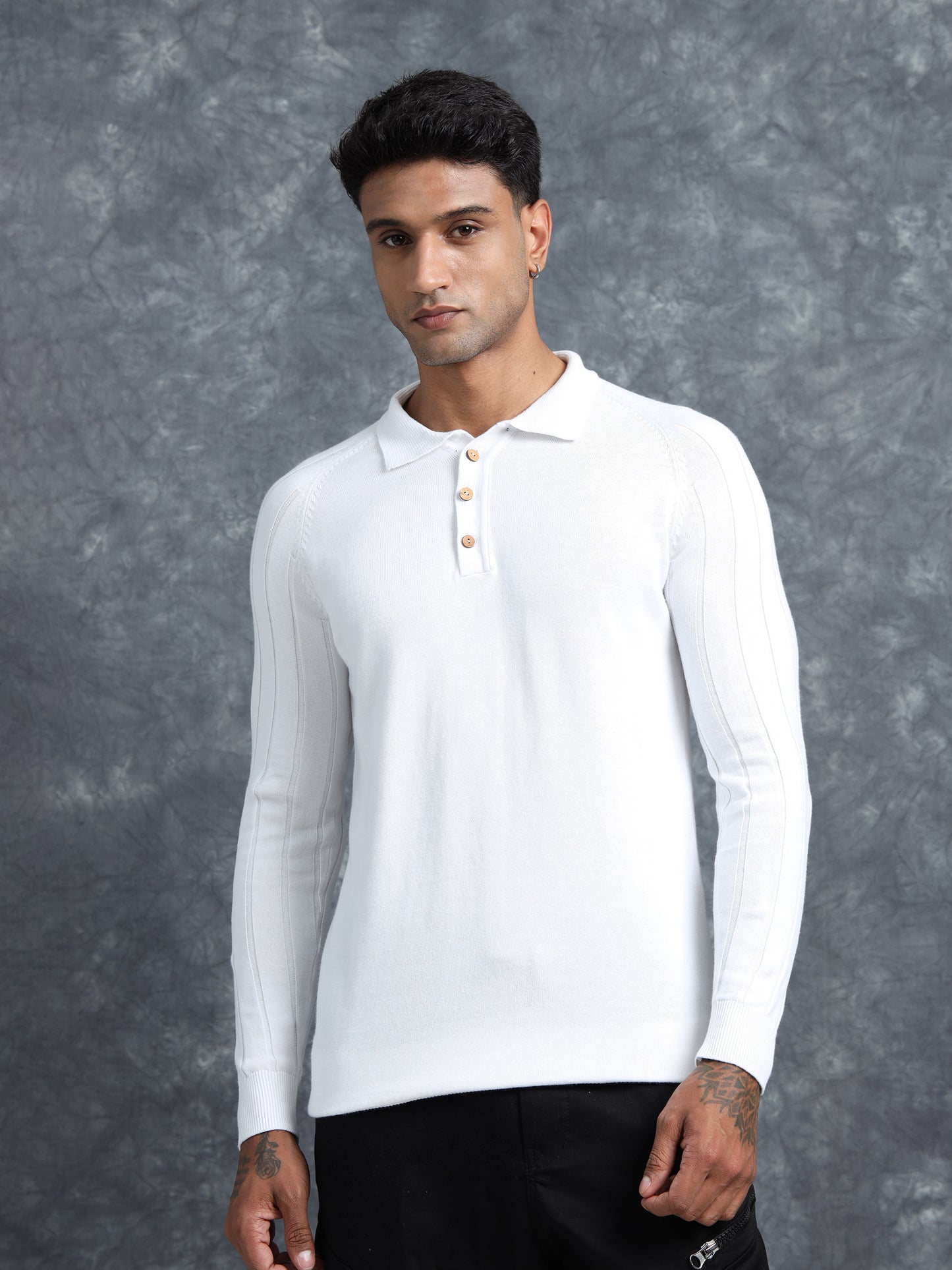 Frost White Polo Full Sleeve T-Shirt