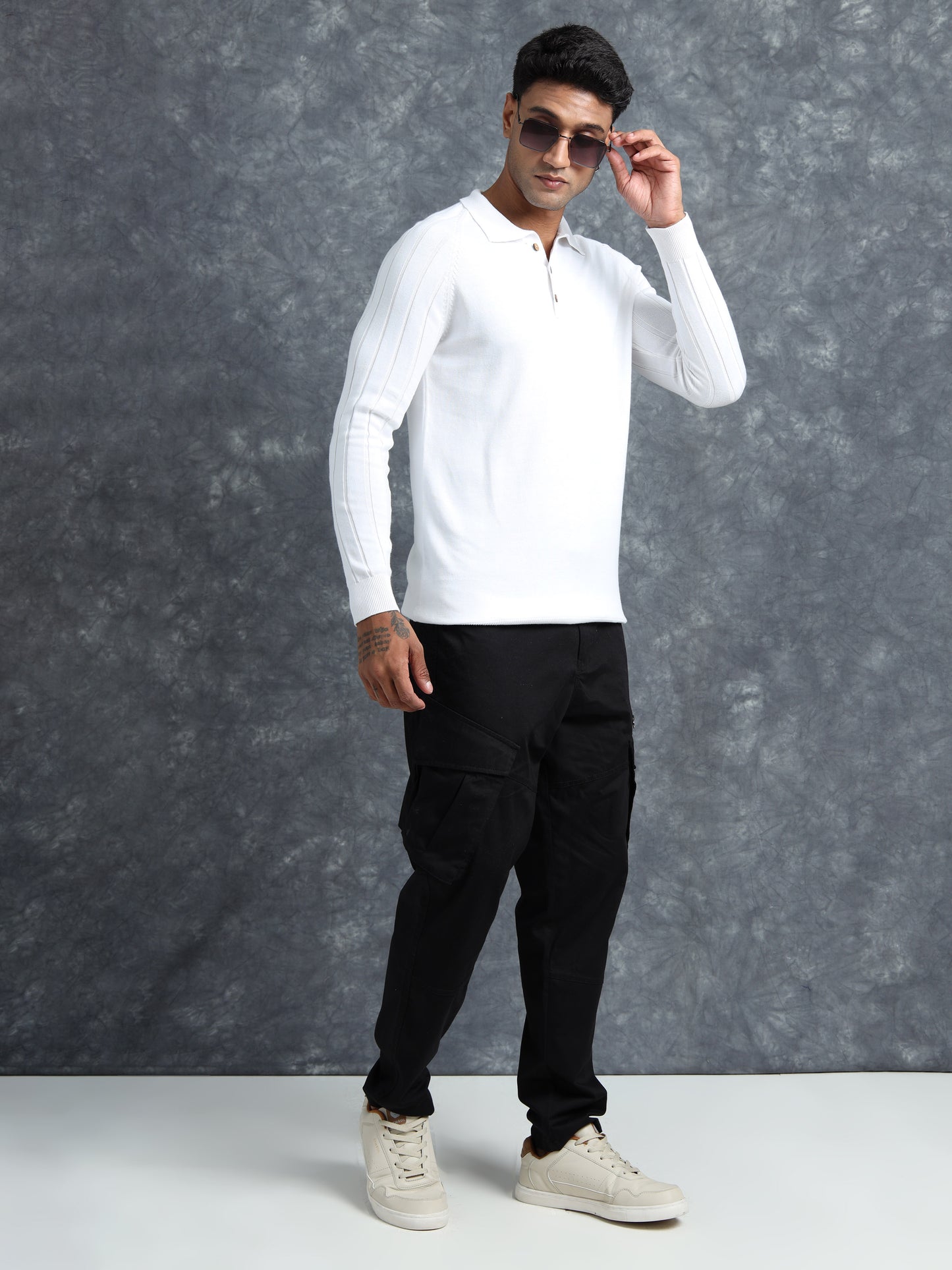 Frost White Polo Full Sleeve T-Shirt