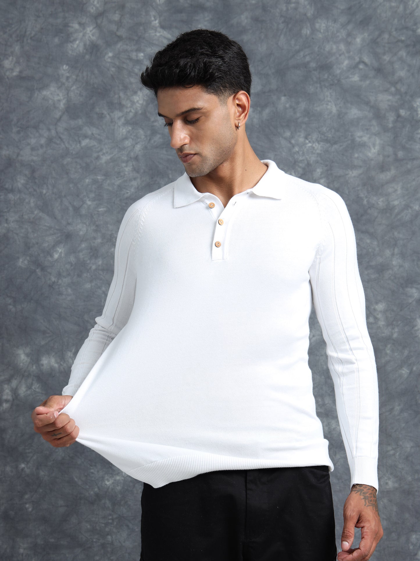 Frost White Polo Full Sleeve T-Shirt