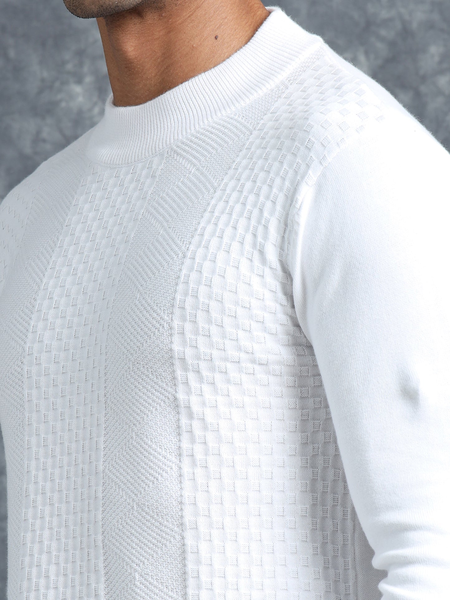White Polo Full Sleeve Knitted T-Shirt