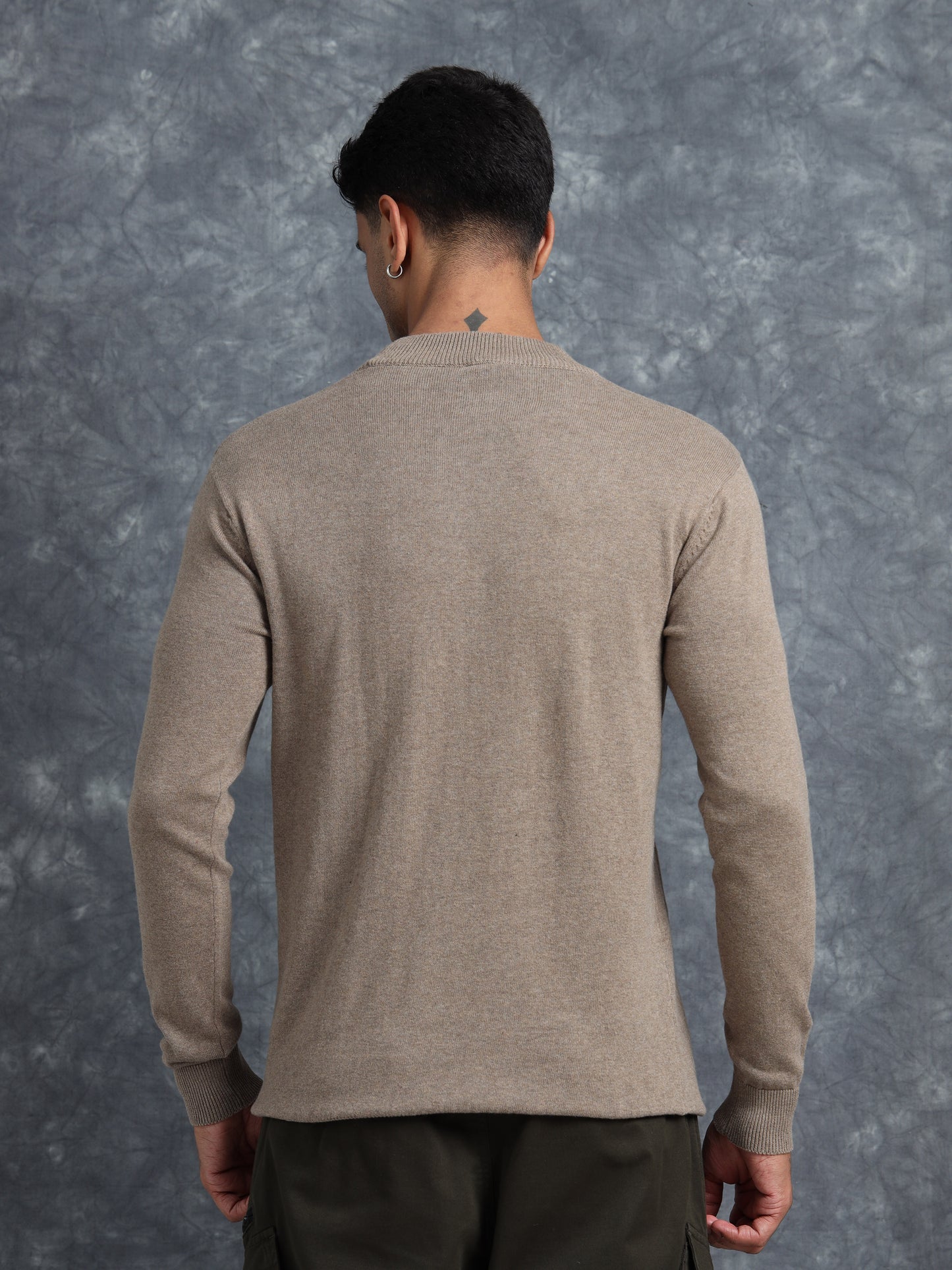 Coffee Brown Full Sleeve Knitted T-Shirt