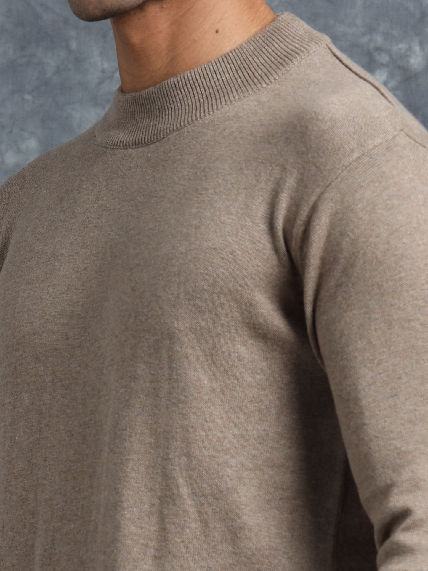 Coffee Brown Full Sleeve Knitted T-Shirt