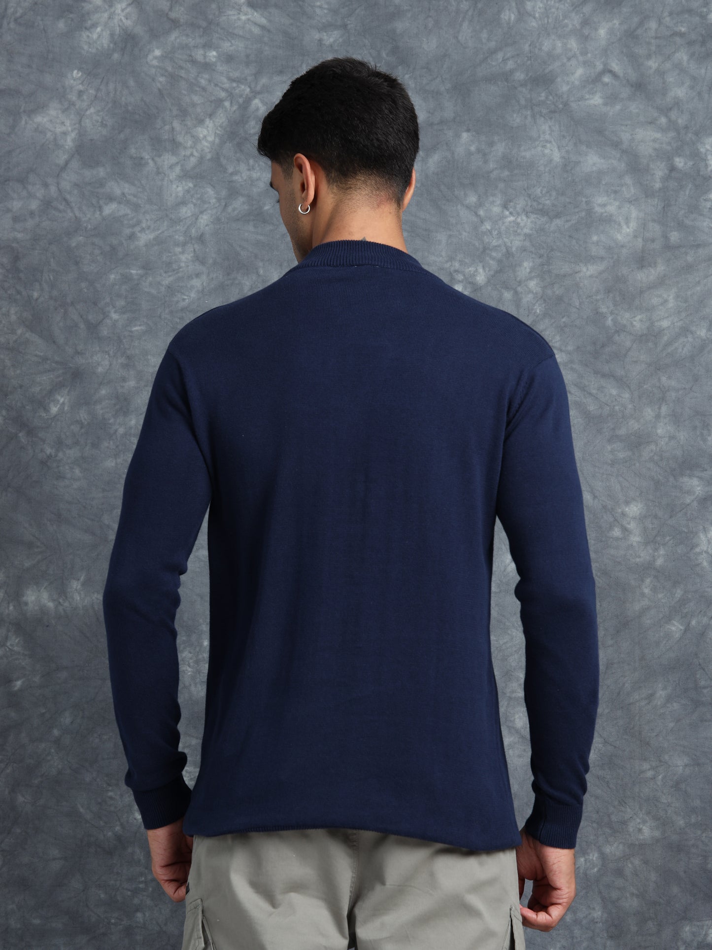 Blue Full Sleeve Knitted T-Shirt