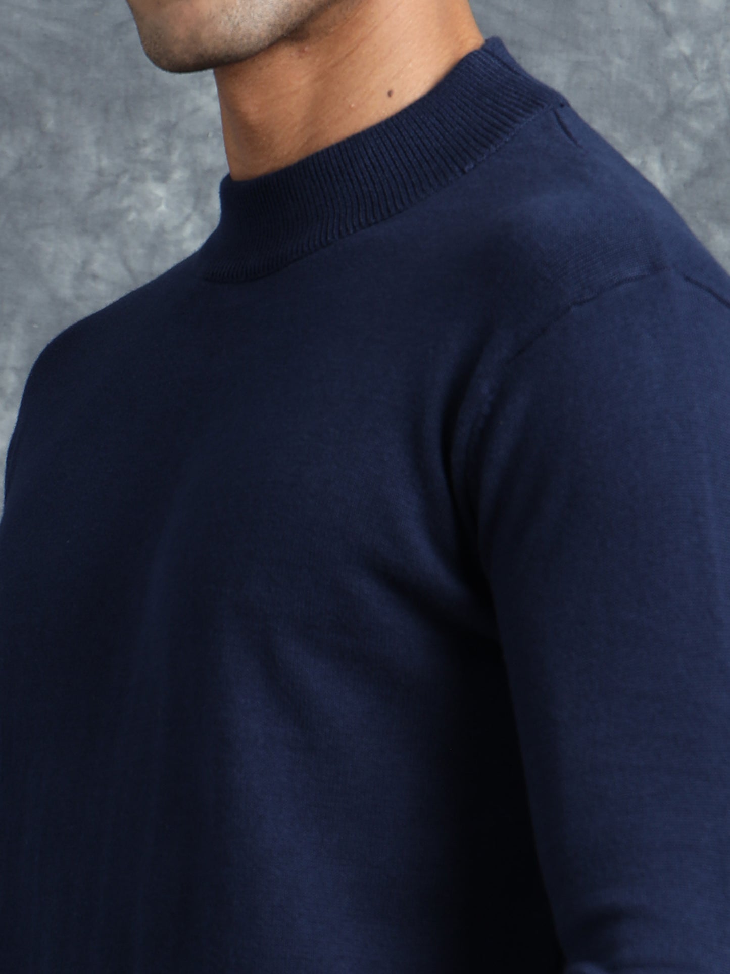 Blue Full Sleeve Knitted T-Shirt