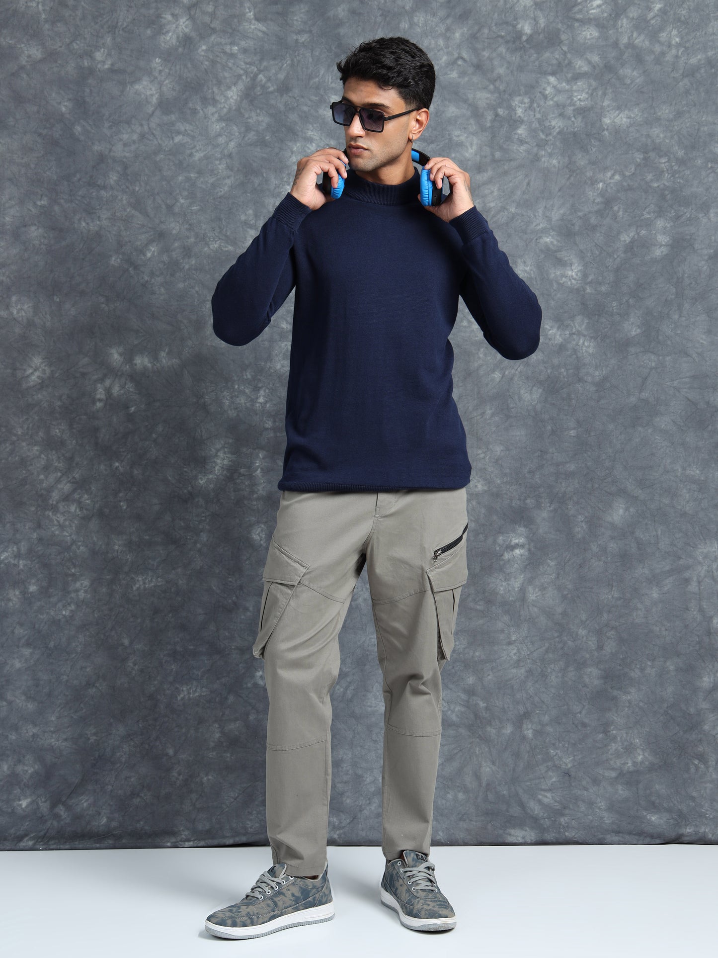 Blue Full Sleeve Knitted T-Shirt