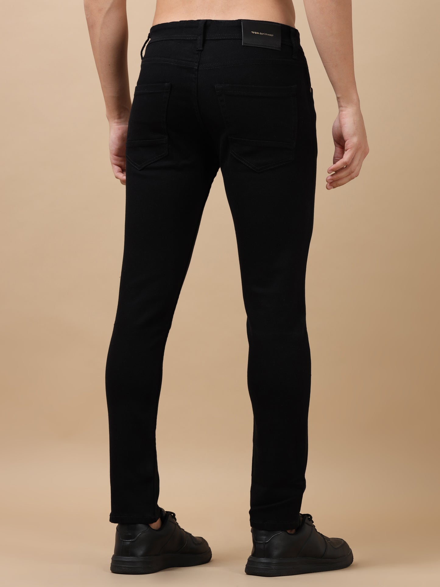 Black Peached Knitted Denim Jeans