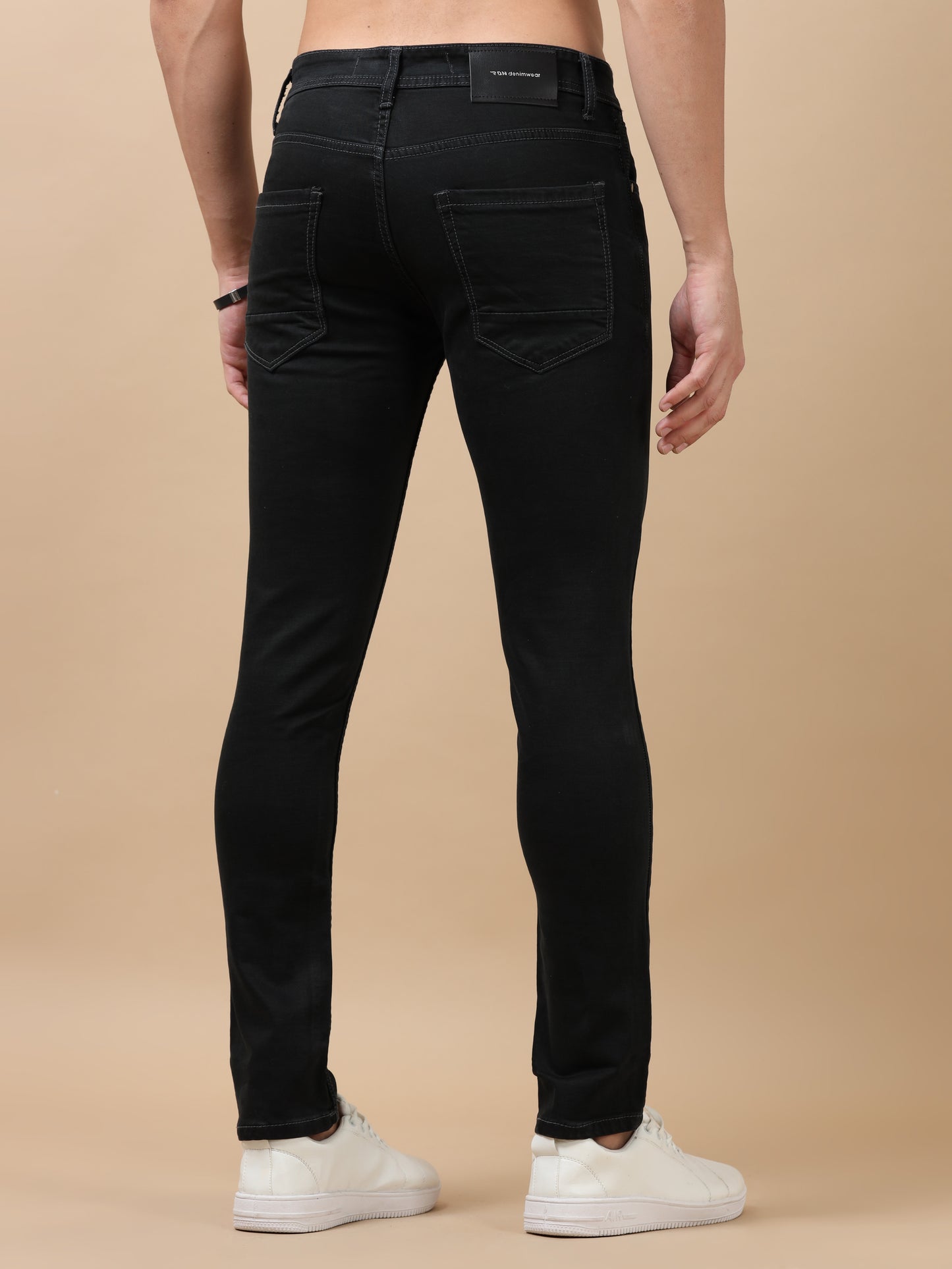 Dark Grey Peached Knitted Denim Jeans