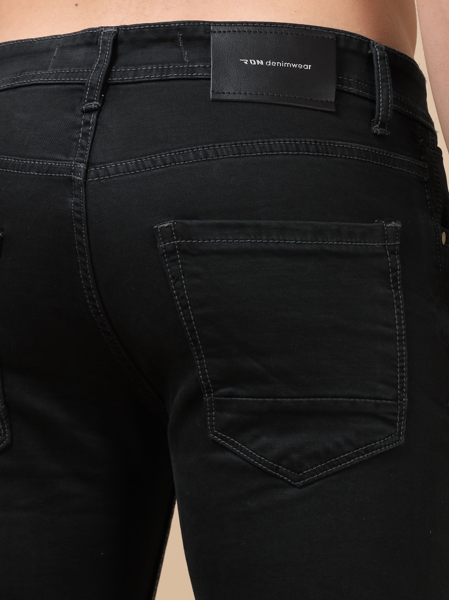 Dark Grey Peached Knitted Denim Jeans
