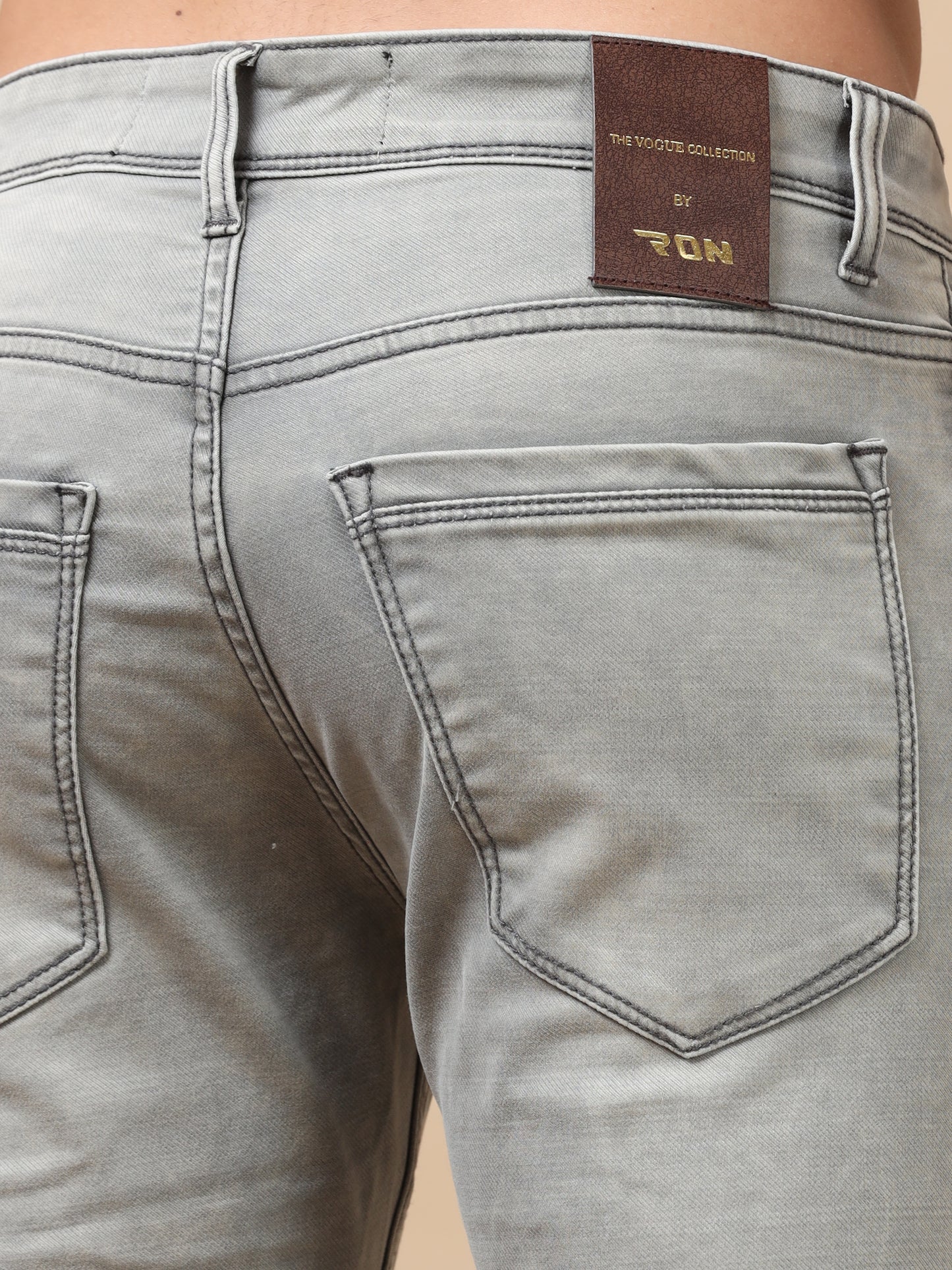 Light Grey Peached Knitted Denim Jeans