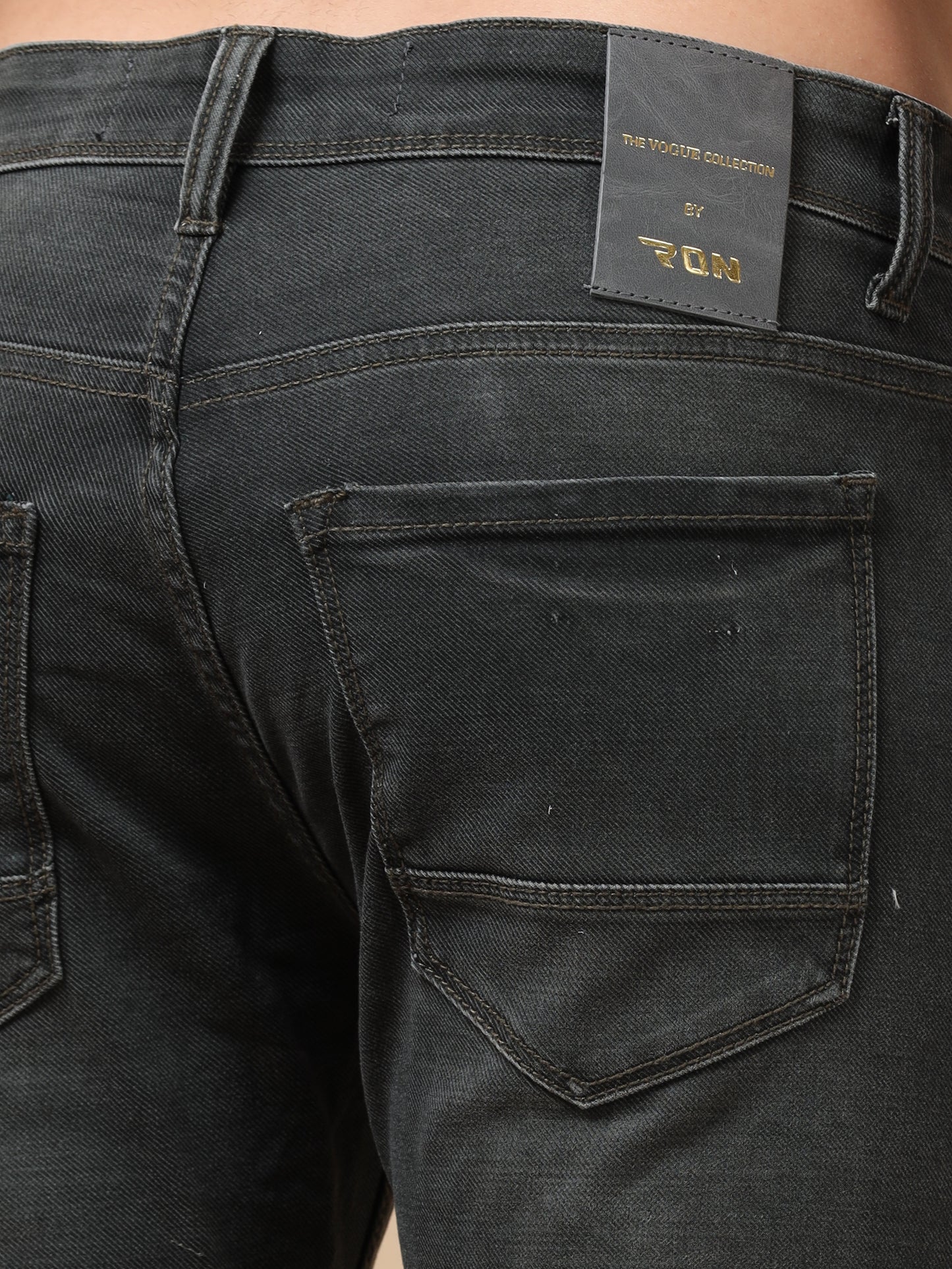 Grey Peached Knitted Denim Jeans