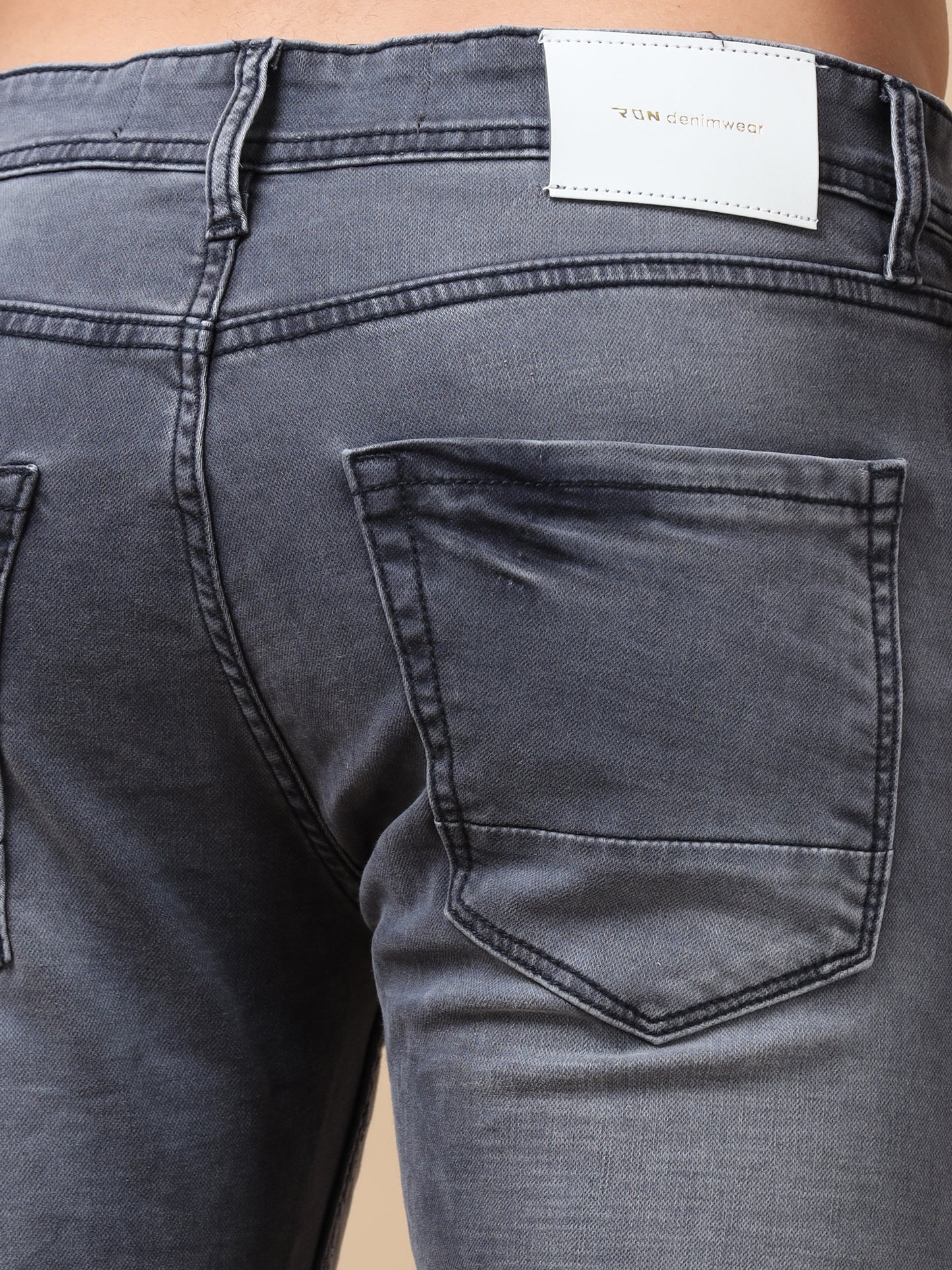 Rock Blue Peached Knitted Denim Jeans