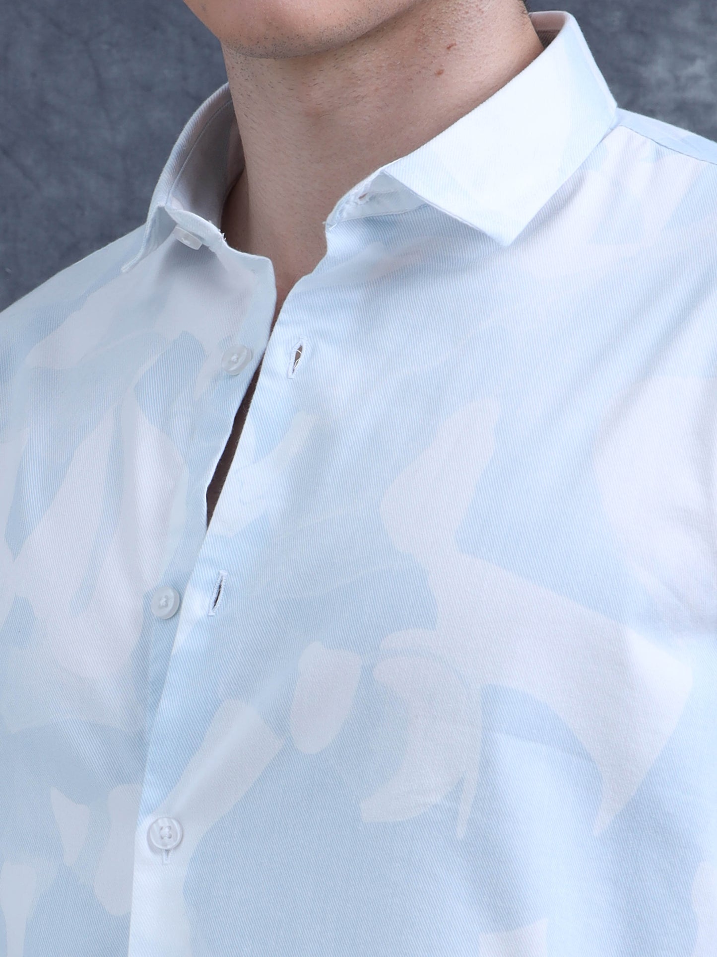 Men Printed Casual Light Blue Shirt