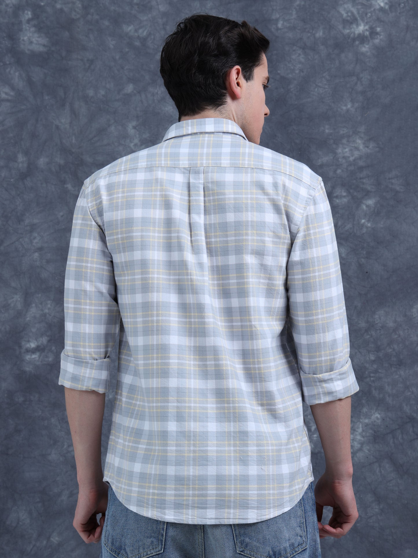 Grey-White Color Checks Shirt