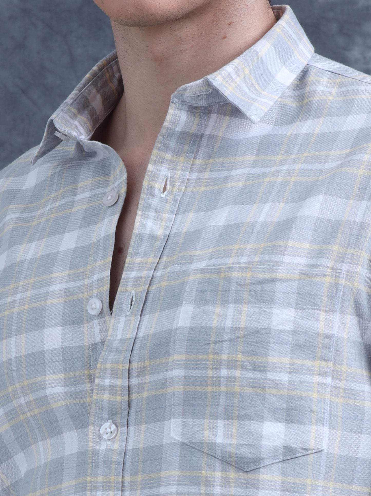 Grey-White Color Checks Shirt