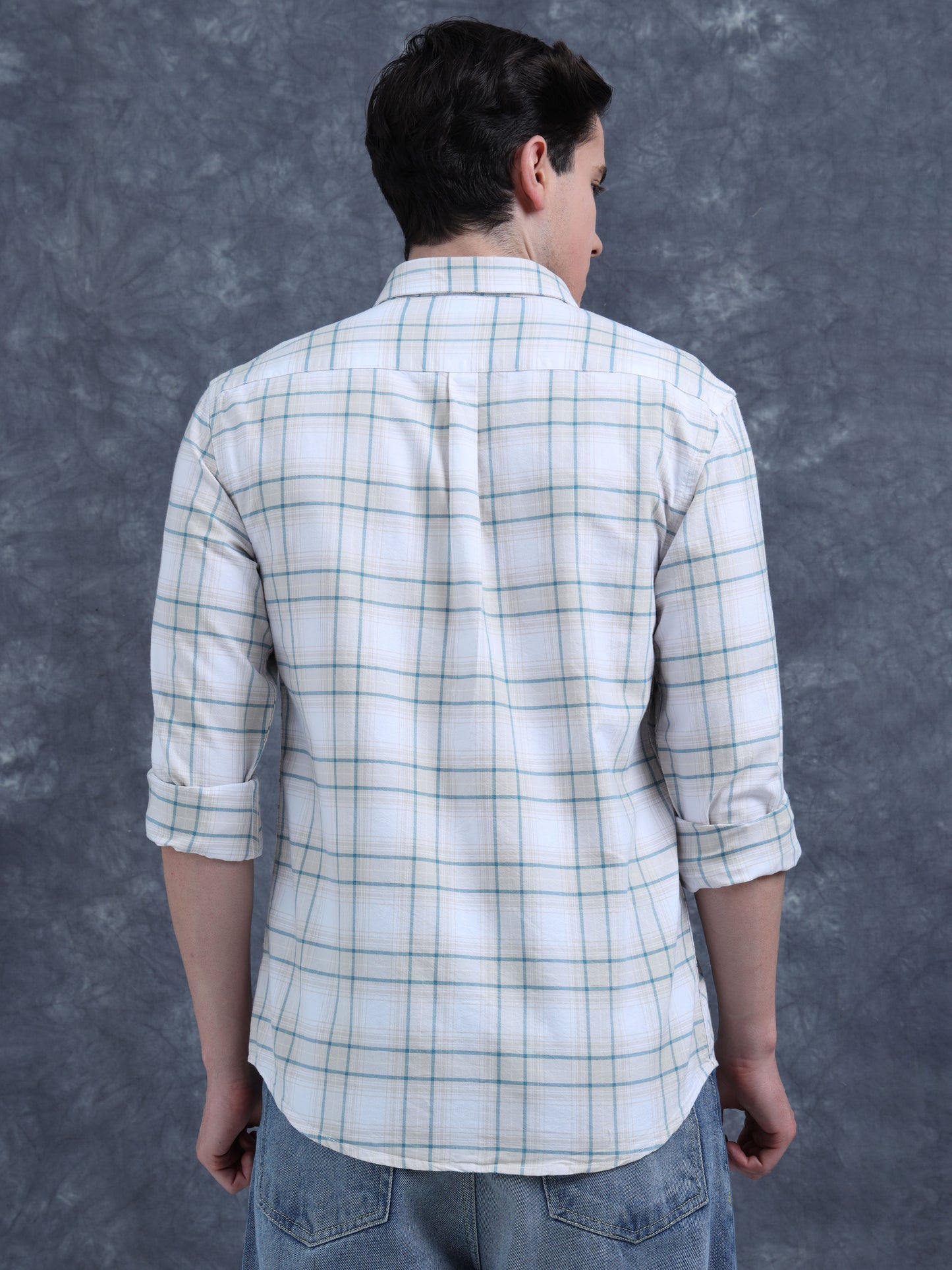 White And Green Checks Shirt