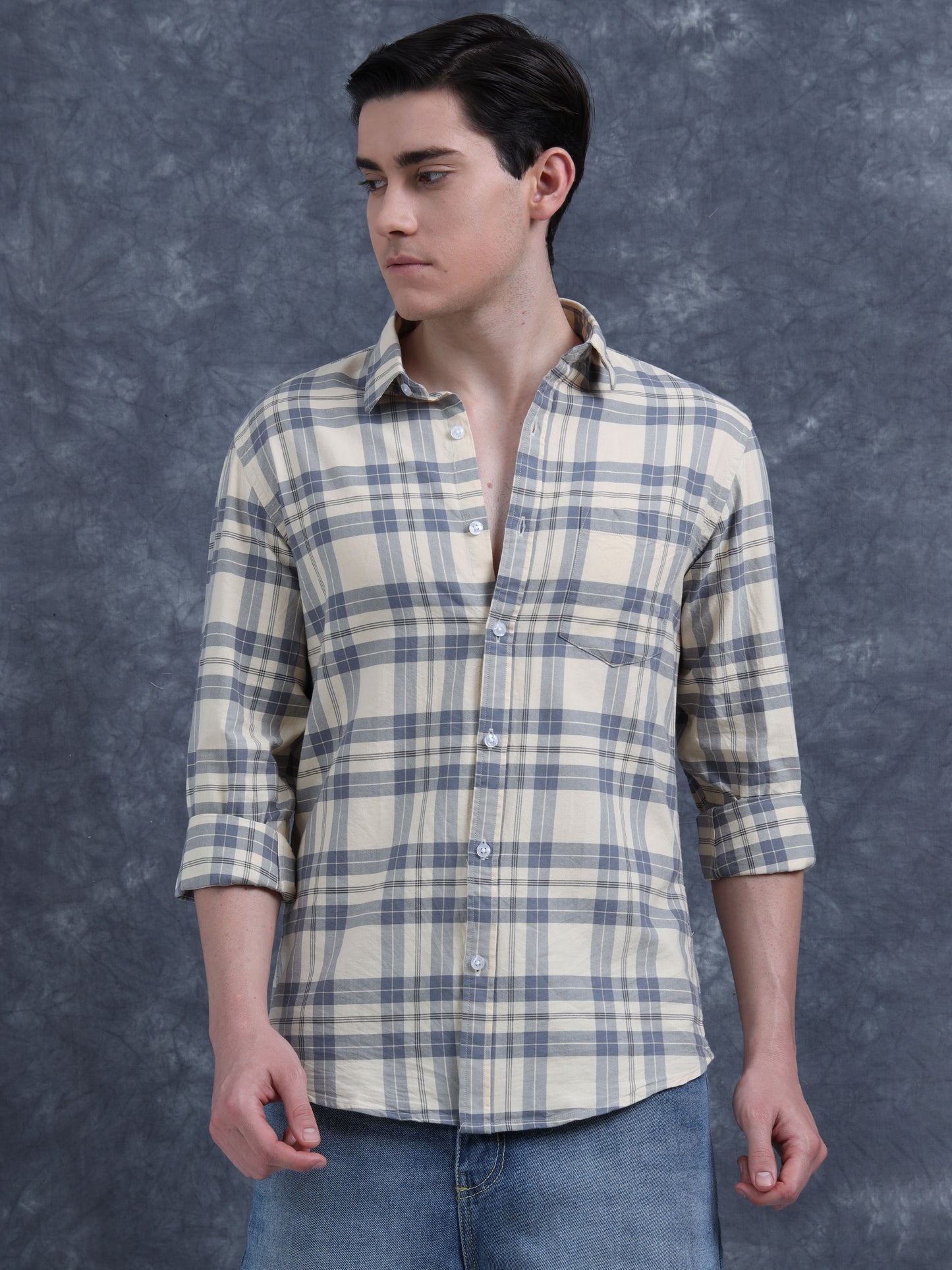 Beige and Black Checks Shirt