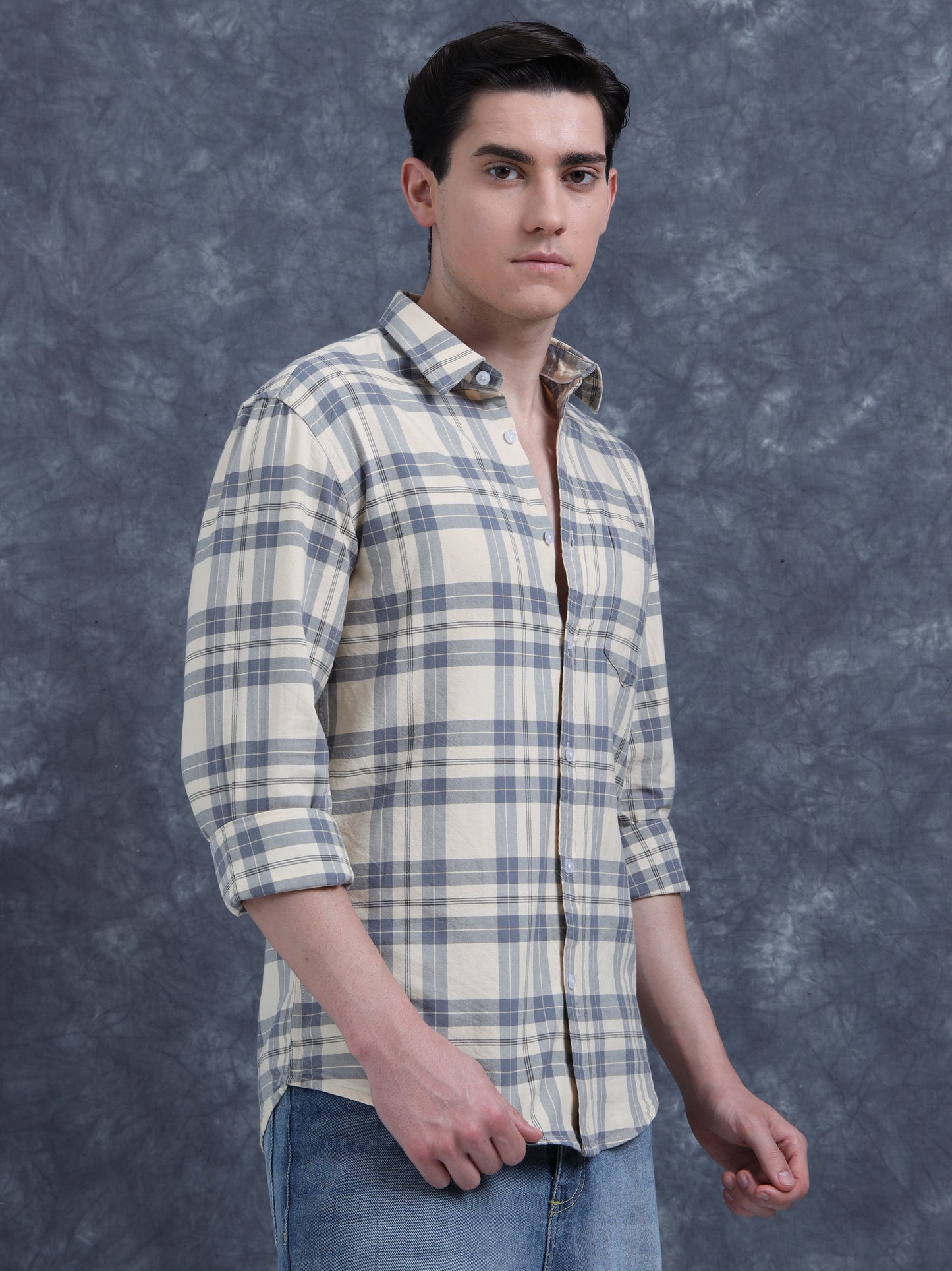 Beige and Black Checks Shirt