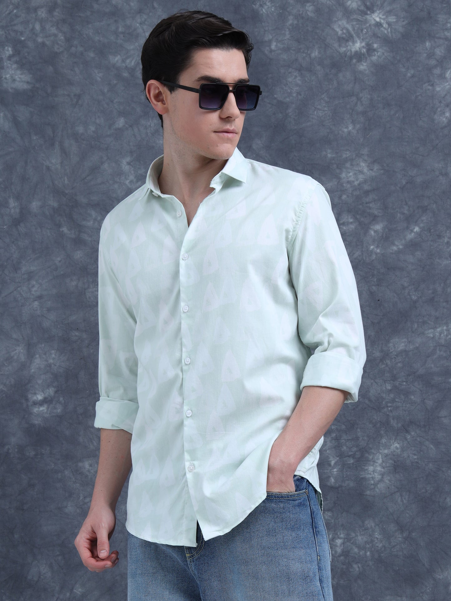 Light Green Printed Shirt