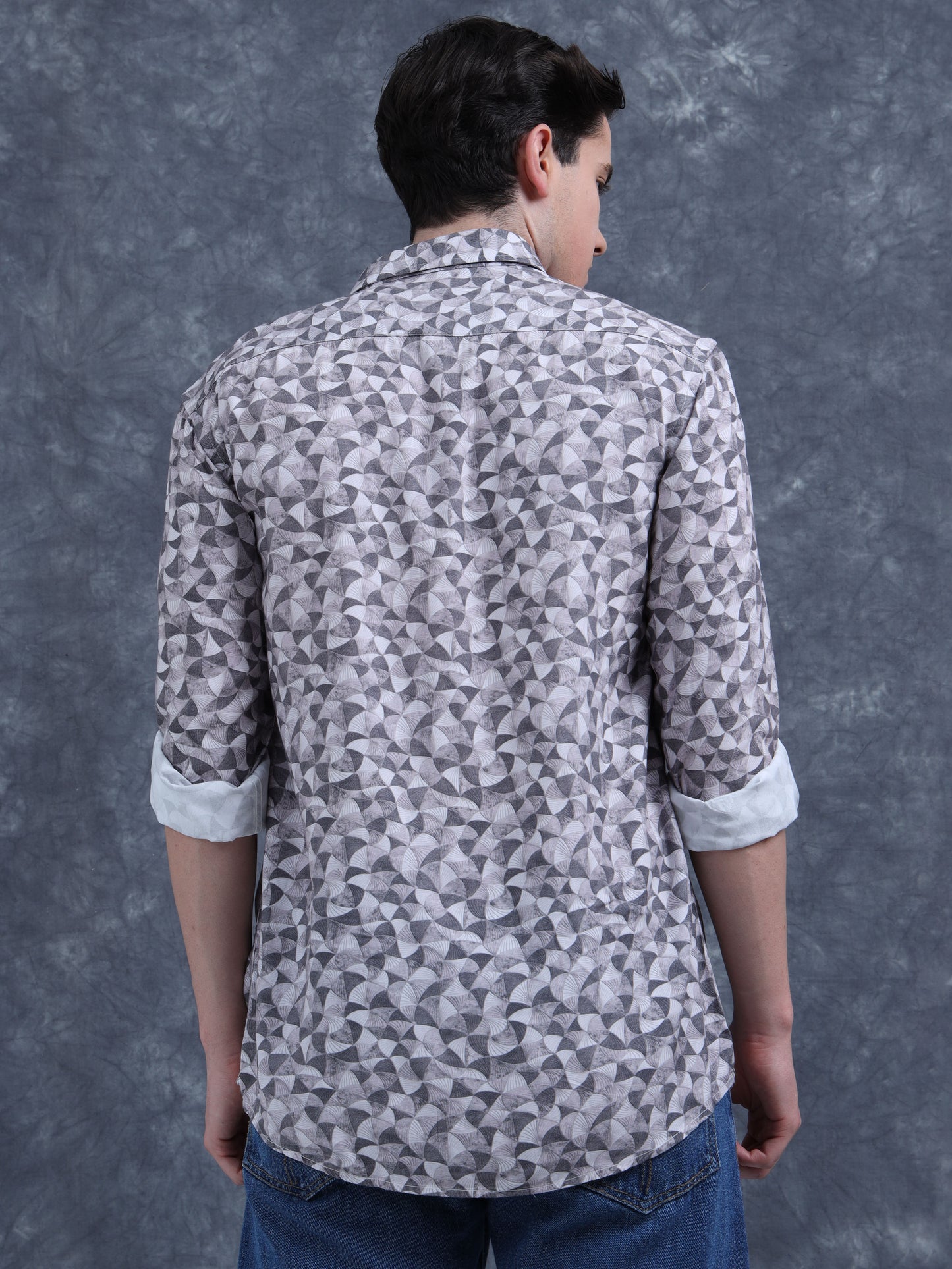 Beige And Black Printed  shirt