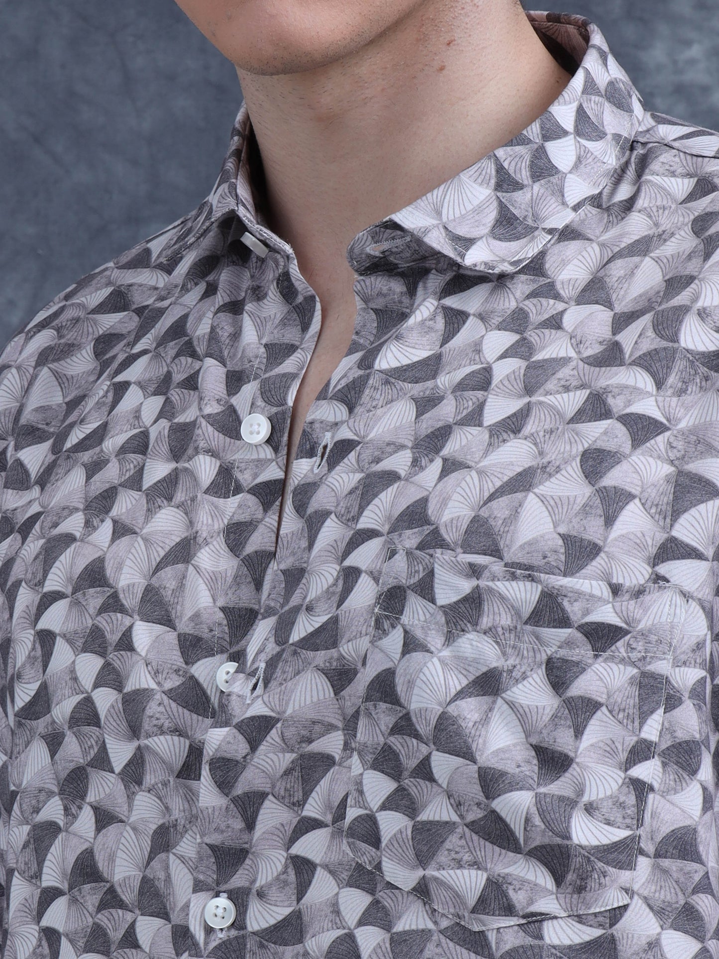 Beige And Black Printed  shirt