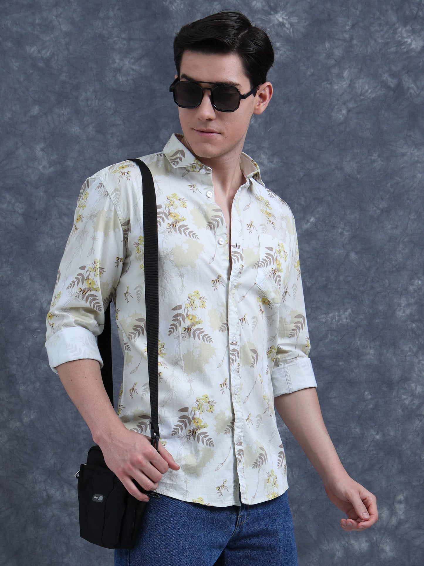 Yellow Floral Printed Shirt