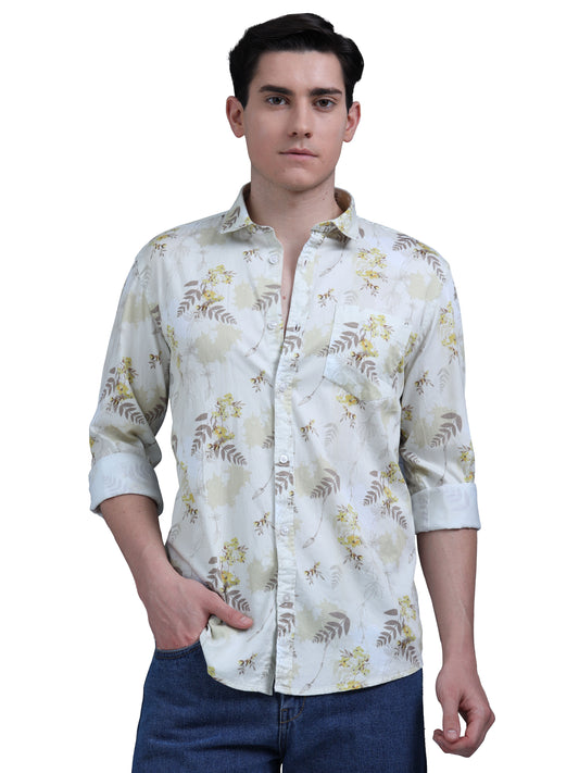 Yellow Floral Printed Shirt