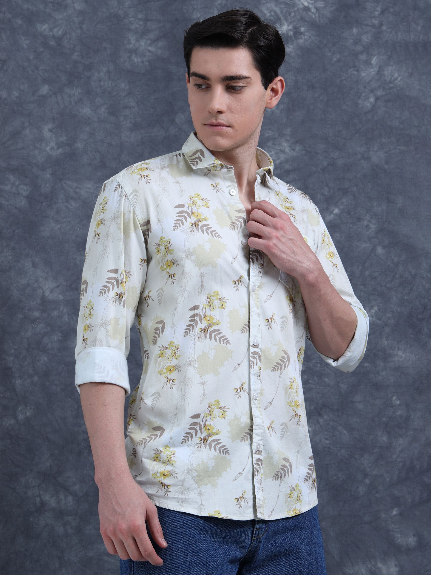 Yellow Floral Printed Shirt