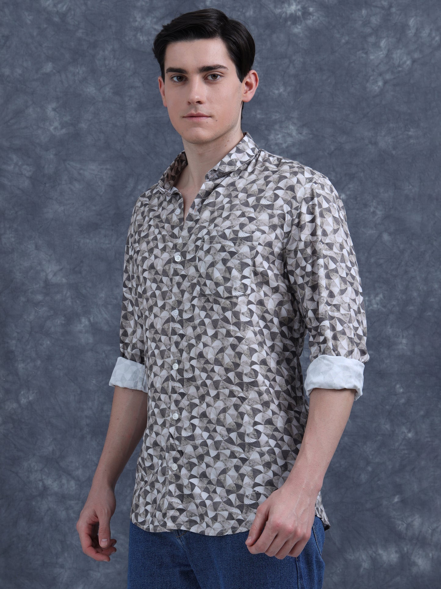 Beige And Black color  Mixed shirt