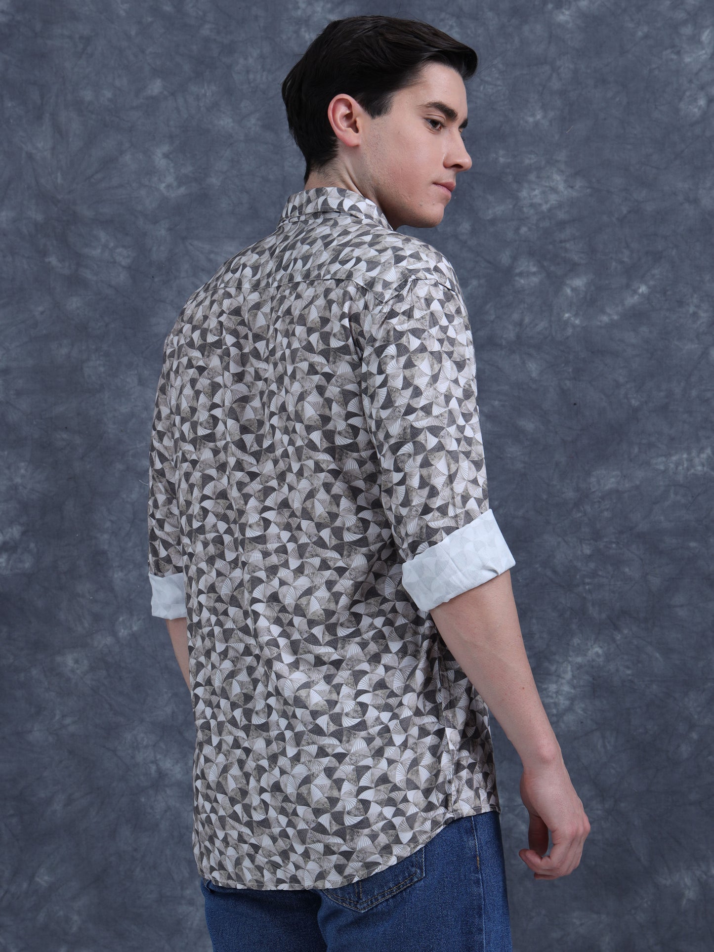 Beige And Black color  Mixed shirt
