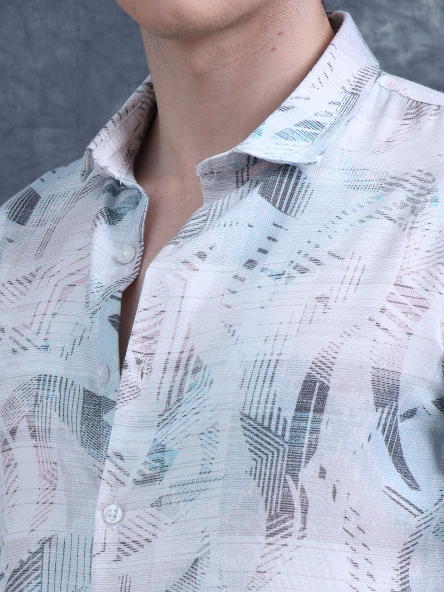 White and Blue Printed Shirt
