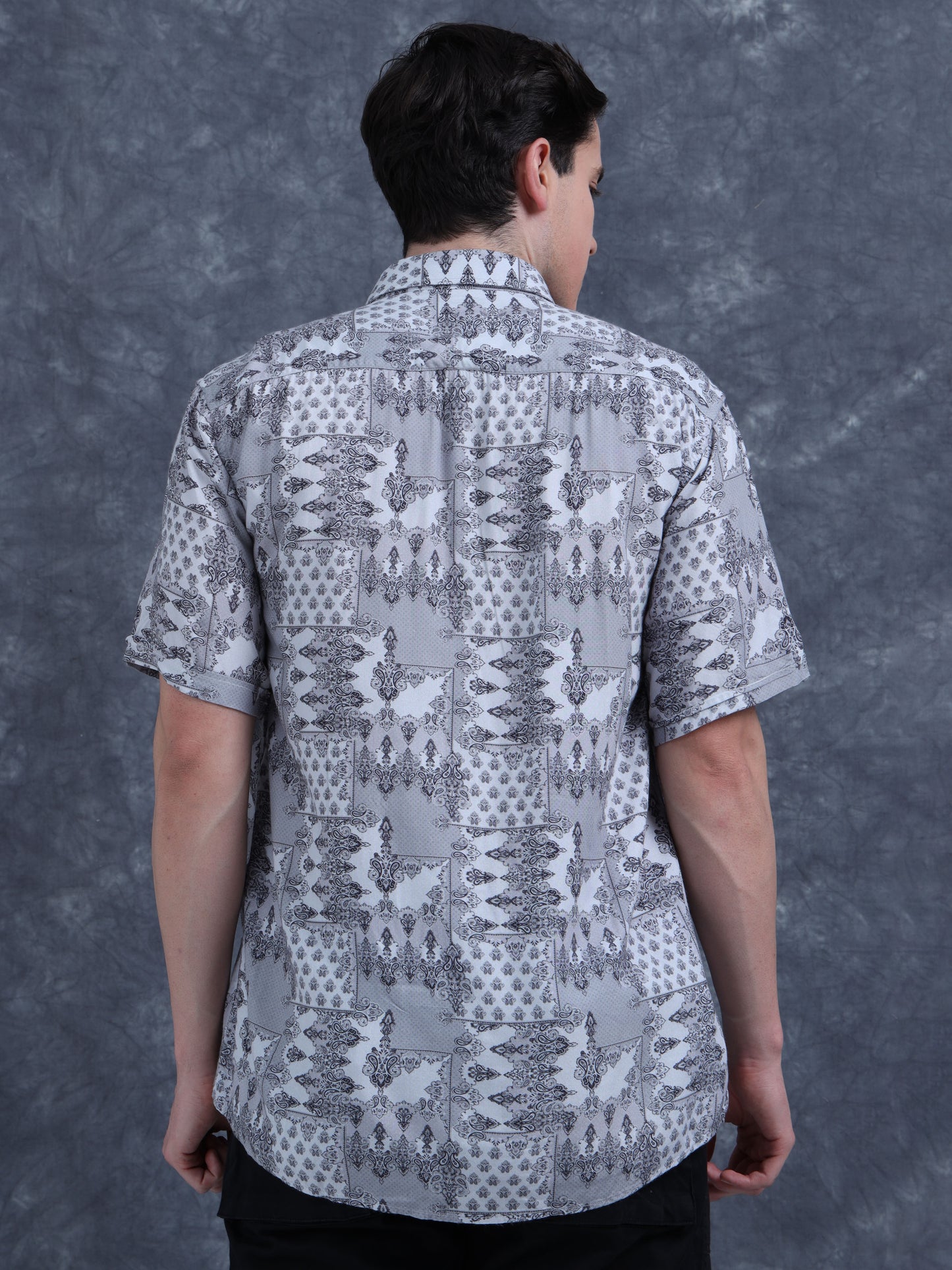Stone Grey Printed Shirt