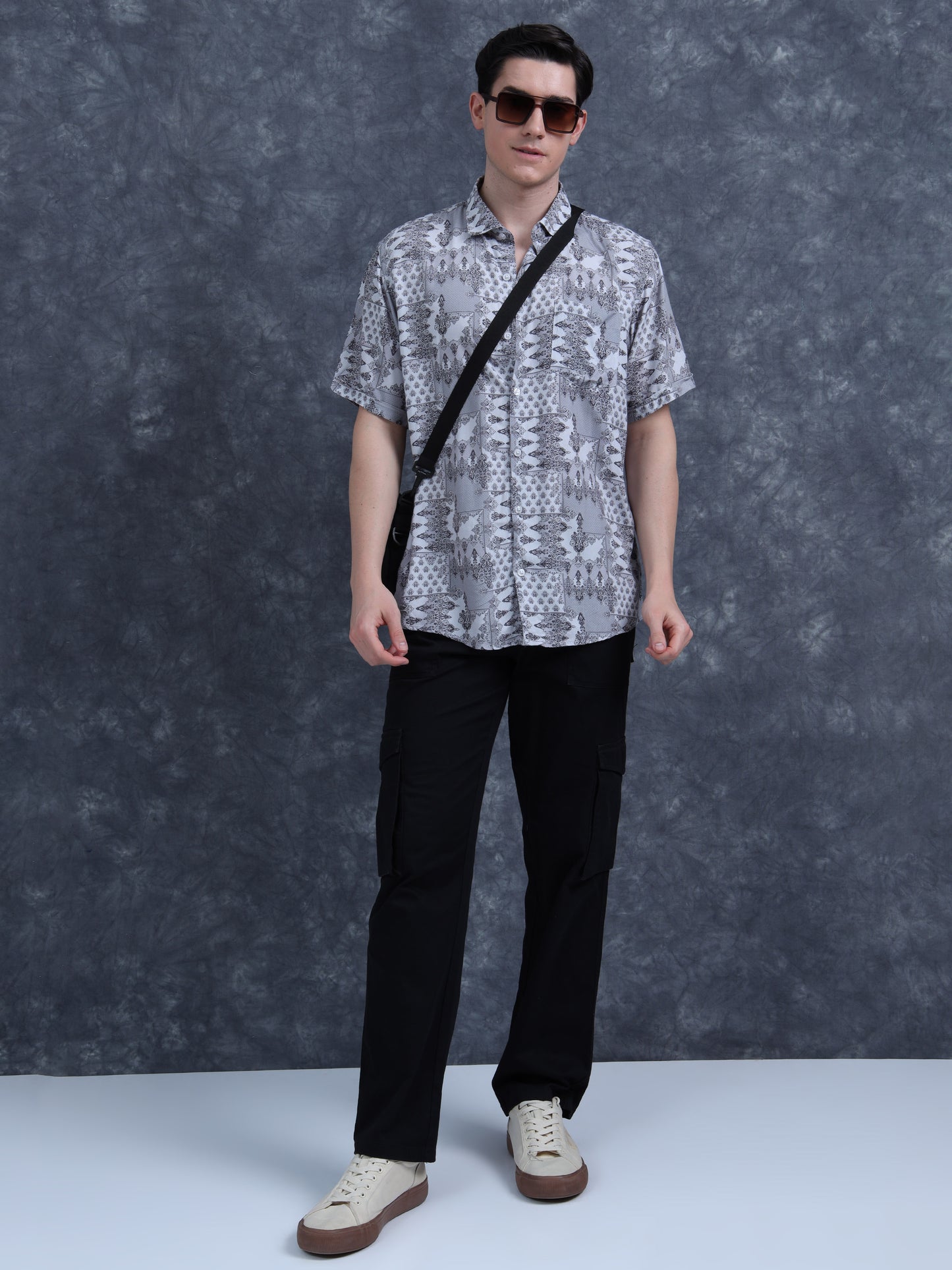 Stone Grey Printed Shirt