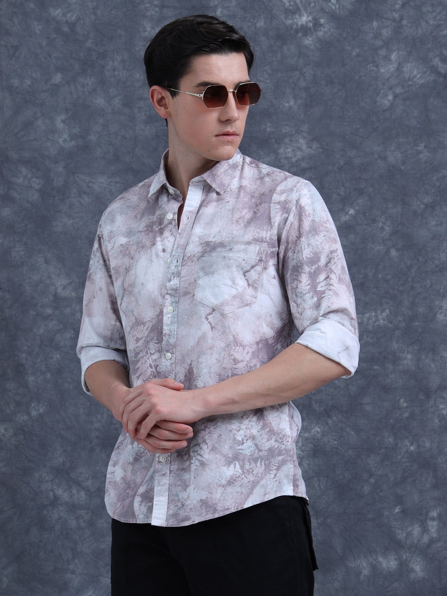 Greyish Brown Printed shirt