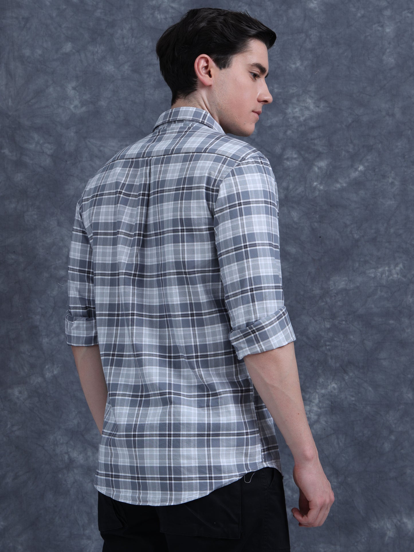 Grey and White Checks Shirt