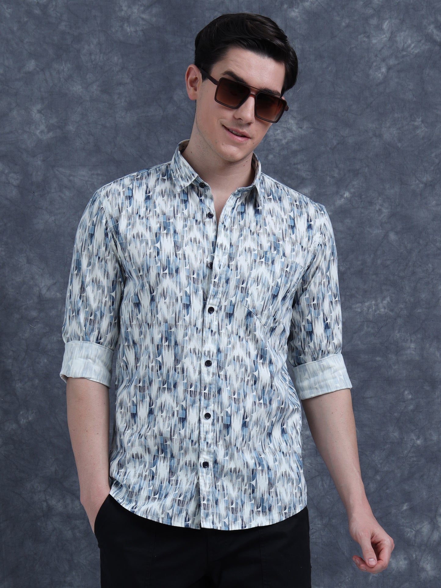 Sky Blue Digital Printed Shirt