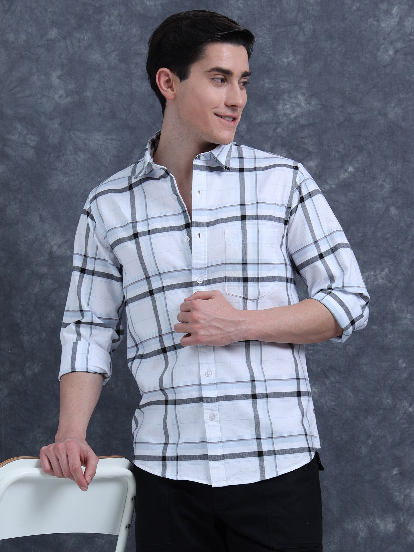 Sky Blue  Checks Shirt