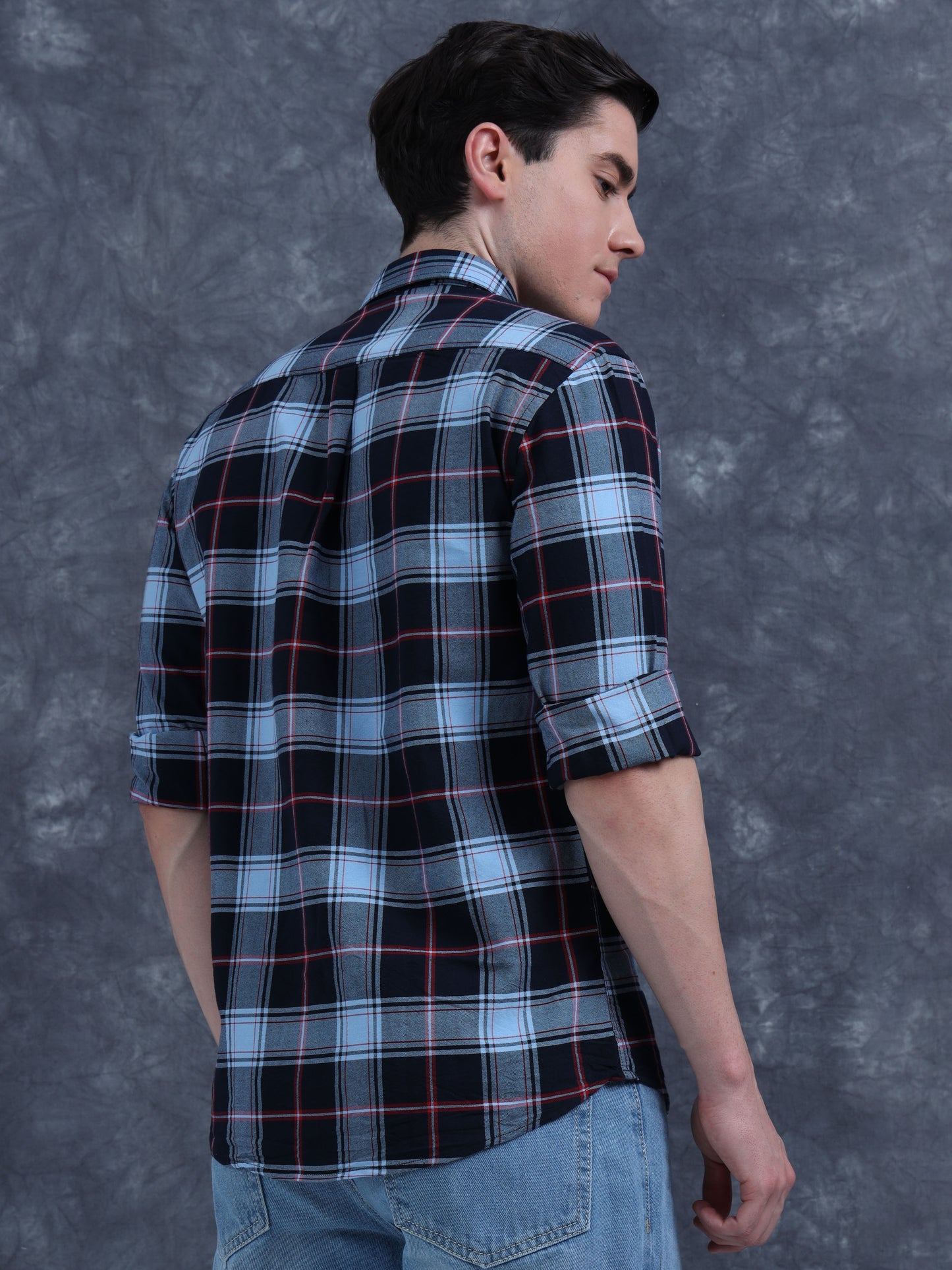 Black and Sky Blue checks shirt
