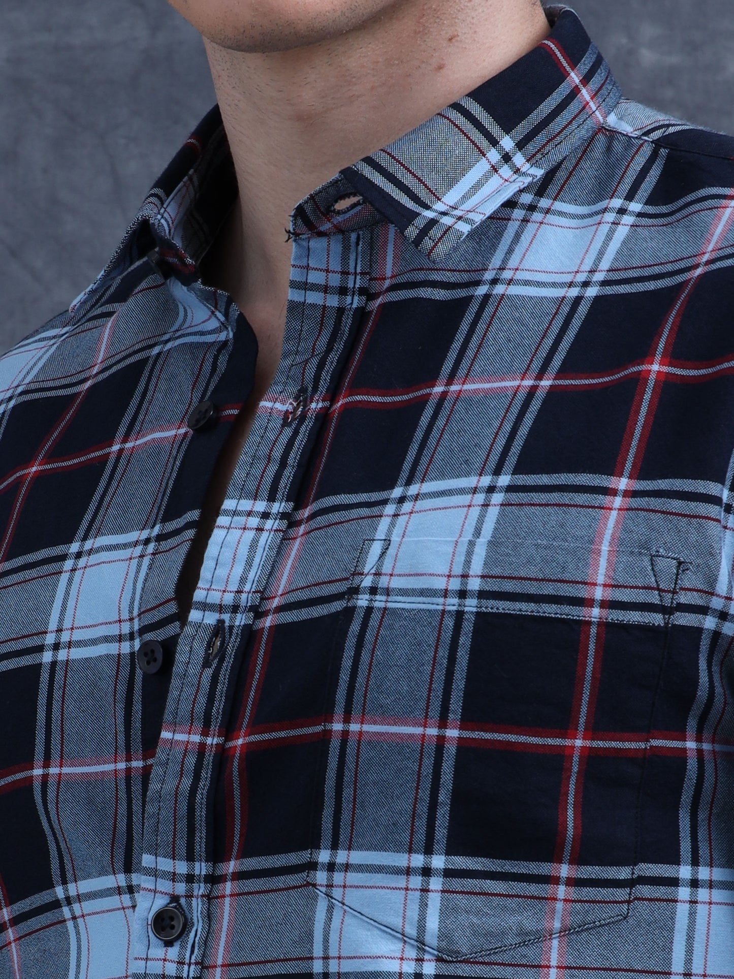 Black and Sky Blue checks shirt