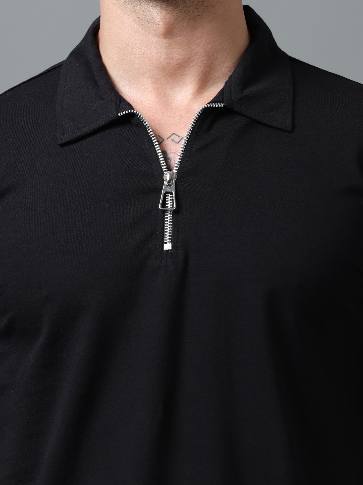Black Zipper Polo T-Shirt