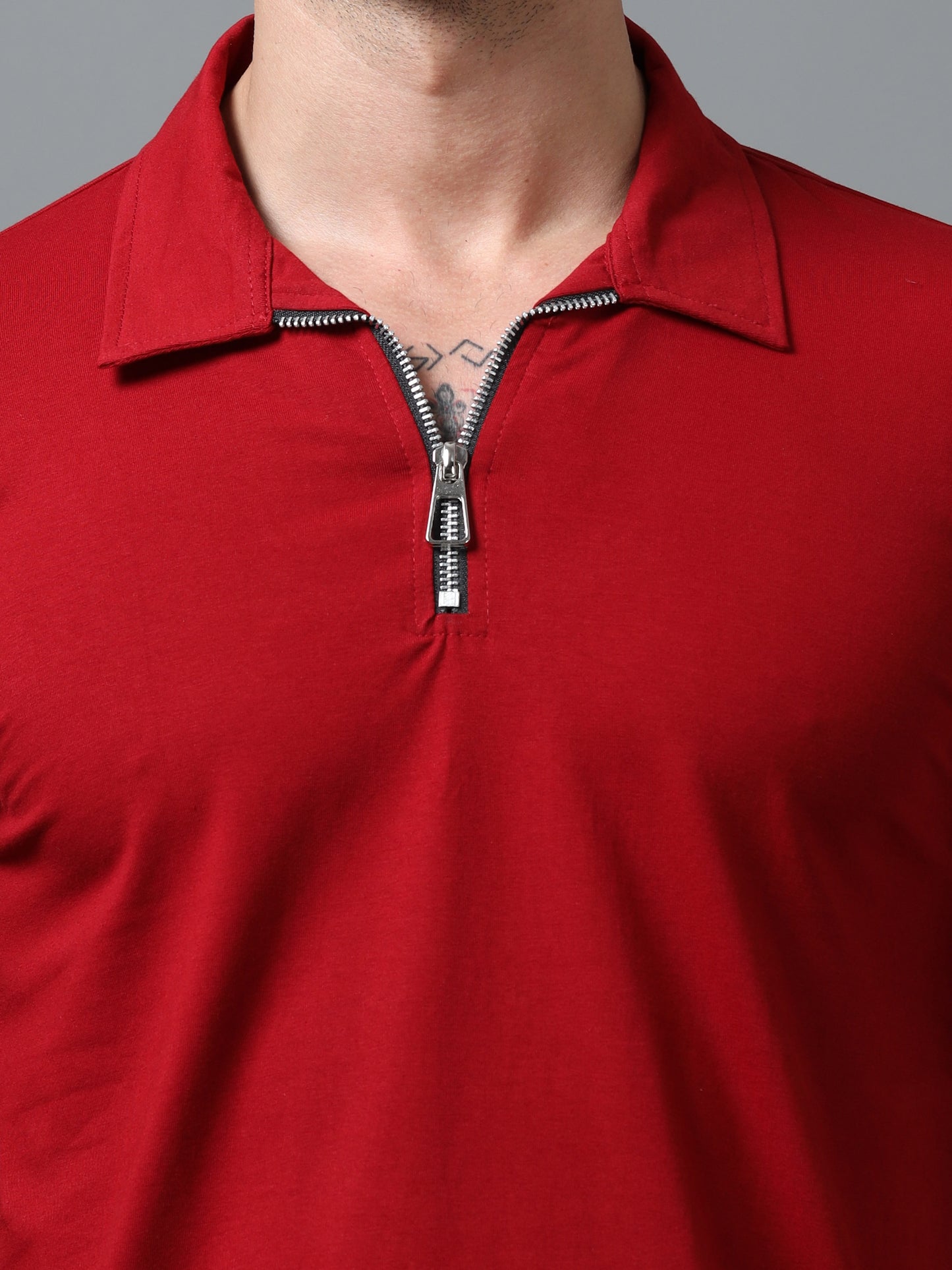 Red  Zipper Polo T-Shirt