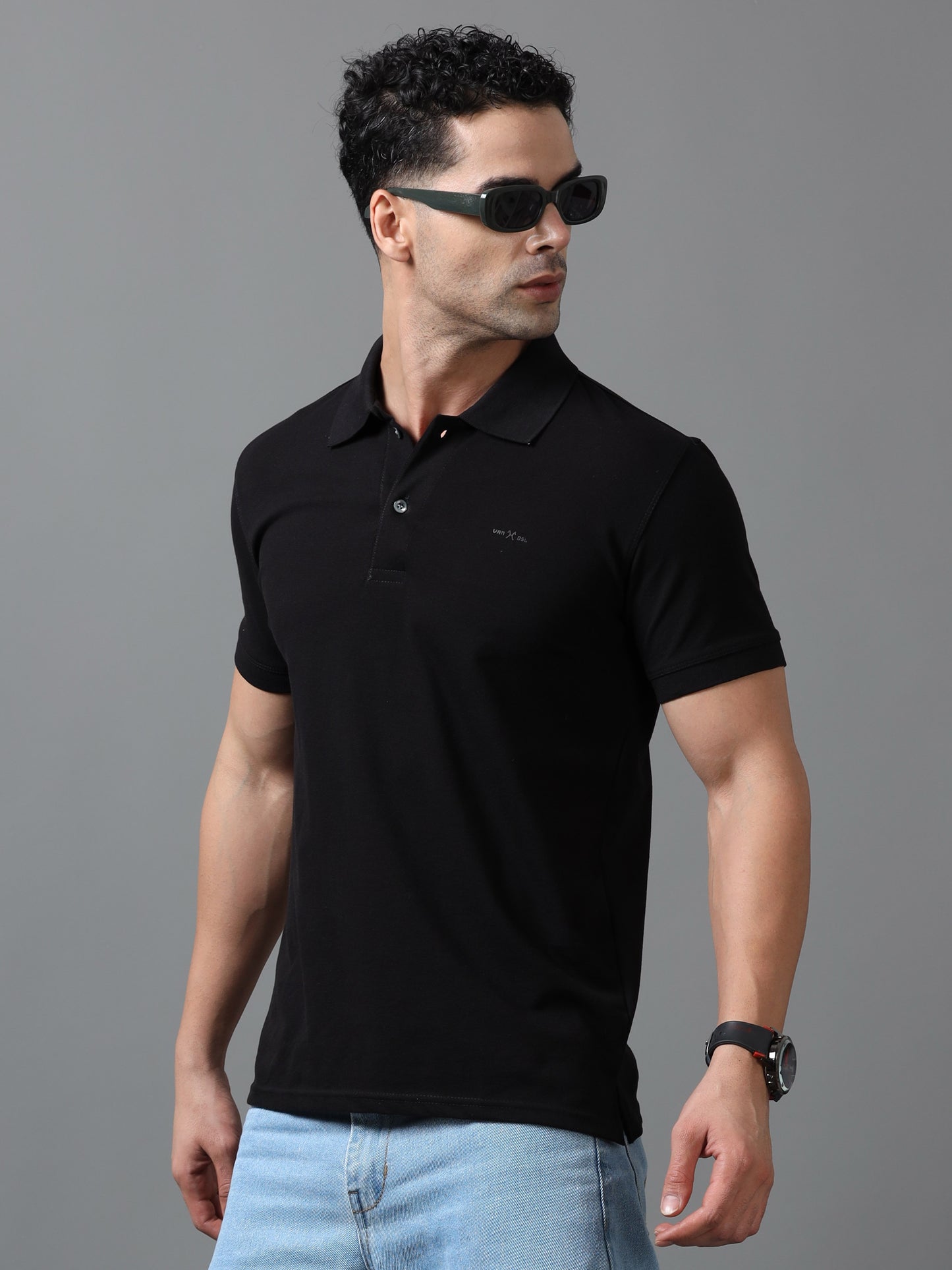 Imported Black Collar Polo Neck