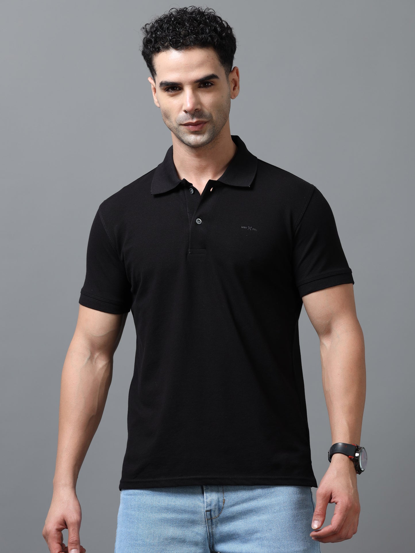 Imported Black Collar Polo Neck