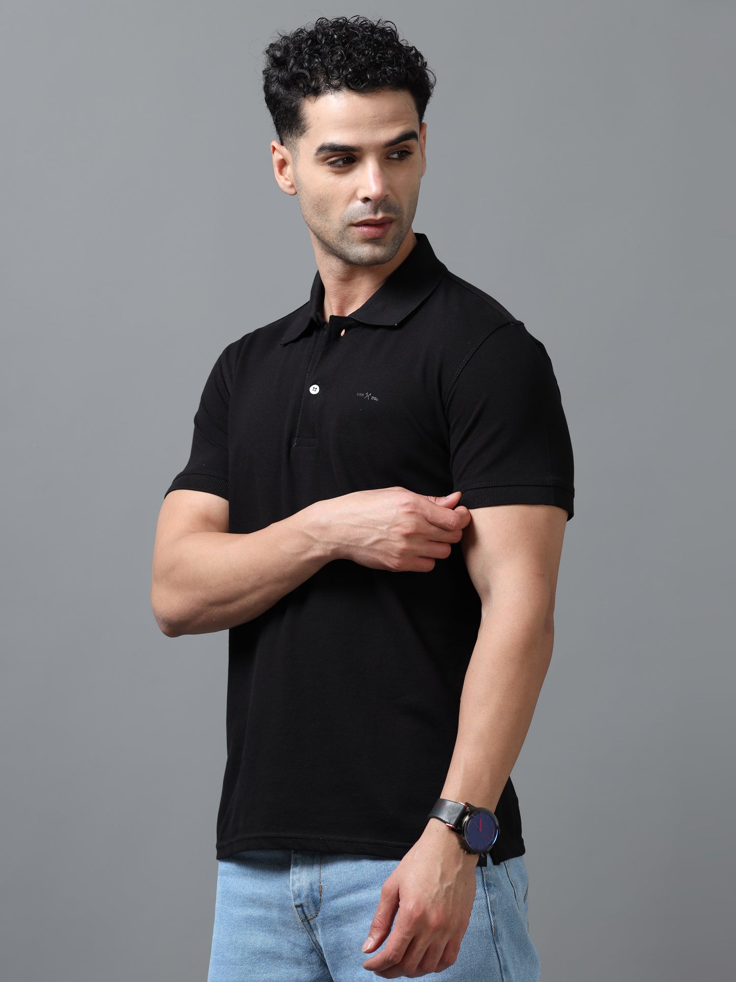Imported Black Collar Polo Neck