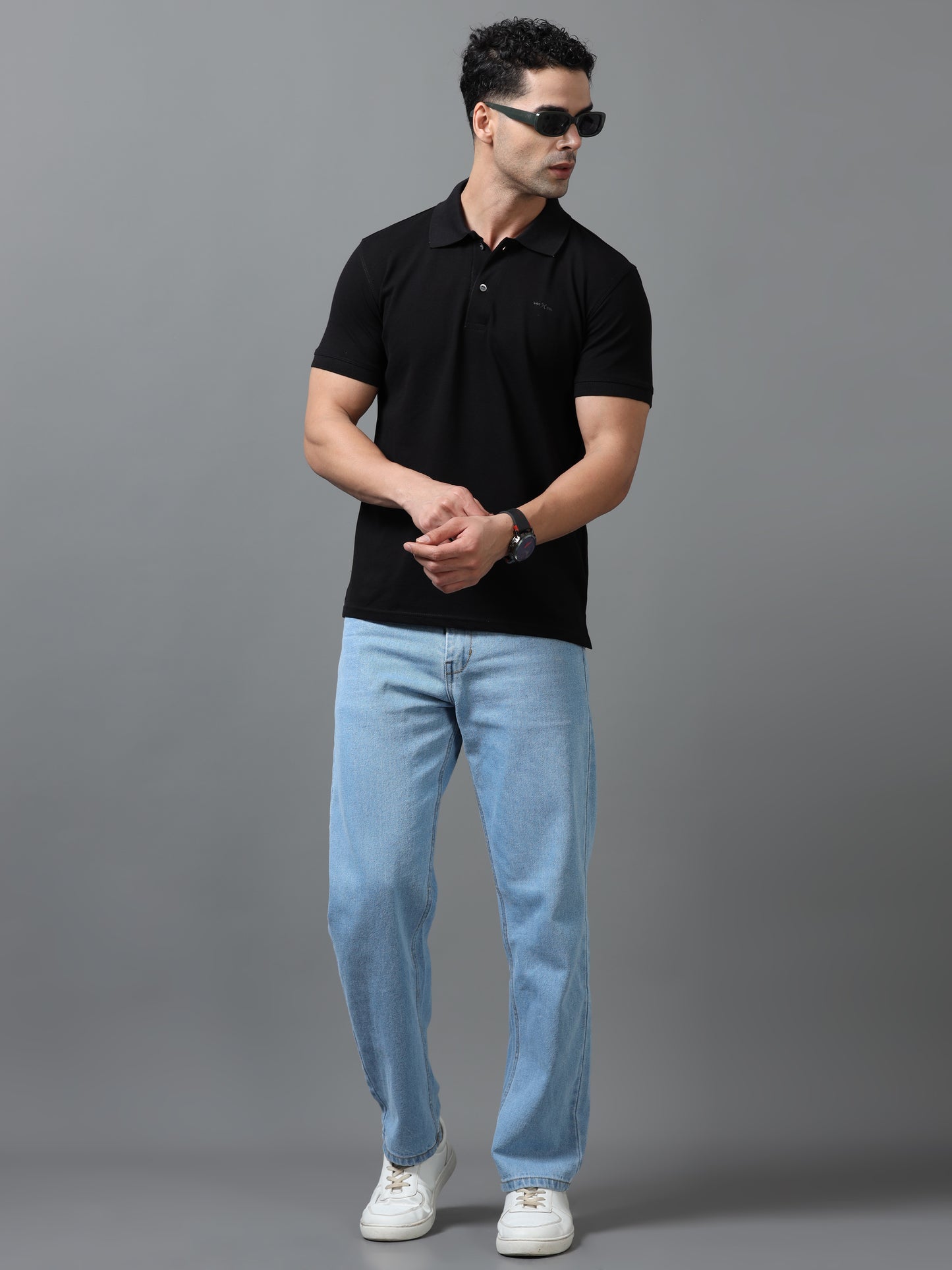 Imported Black Collar Polo Neck