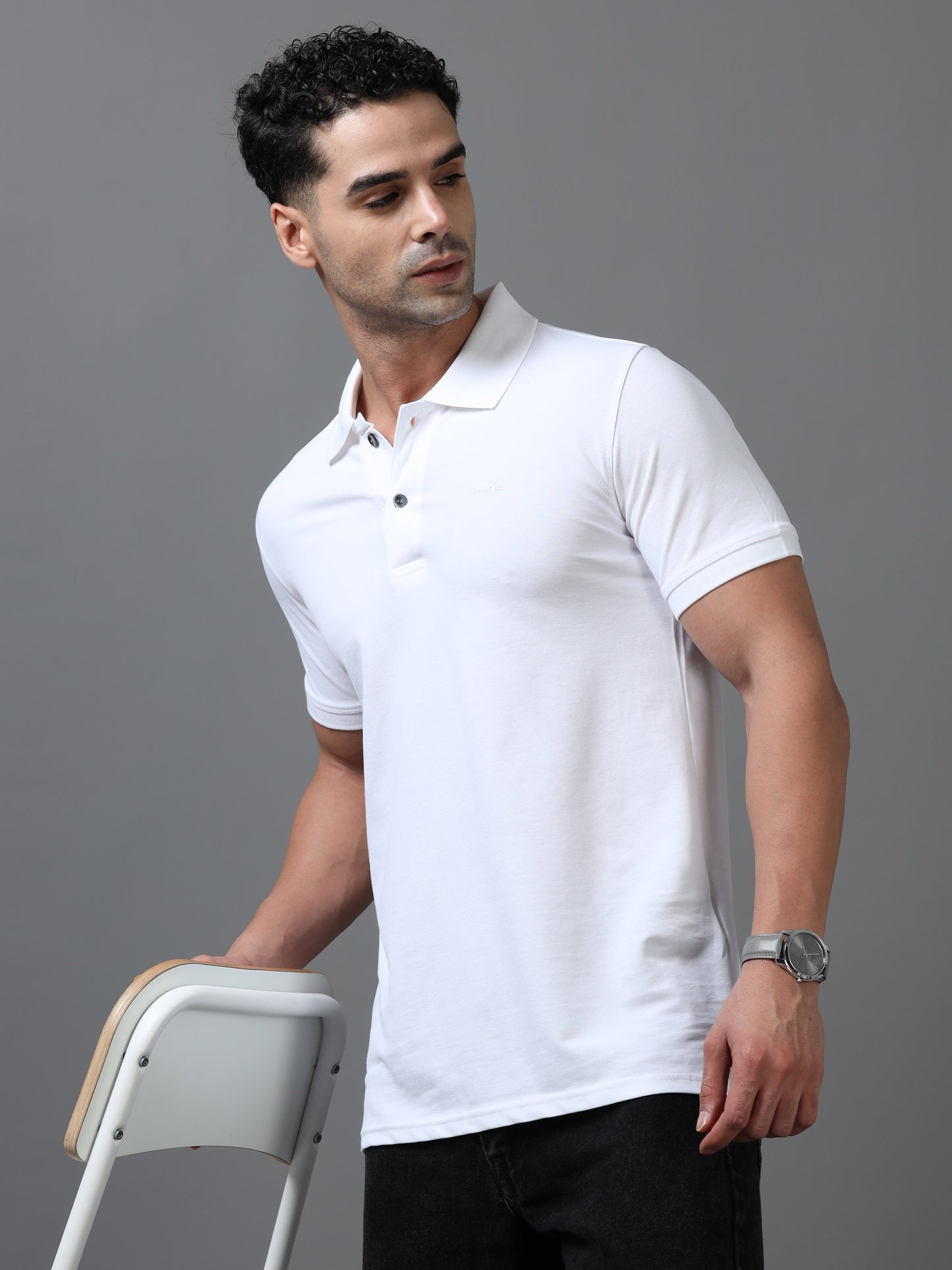 Imported White Collar Polo Neck