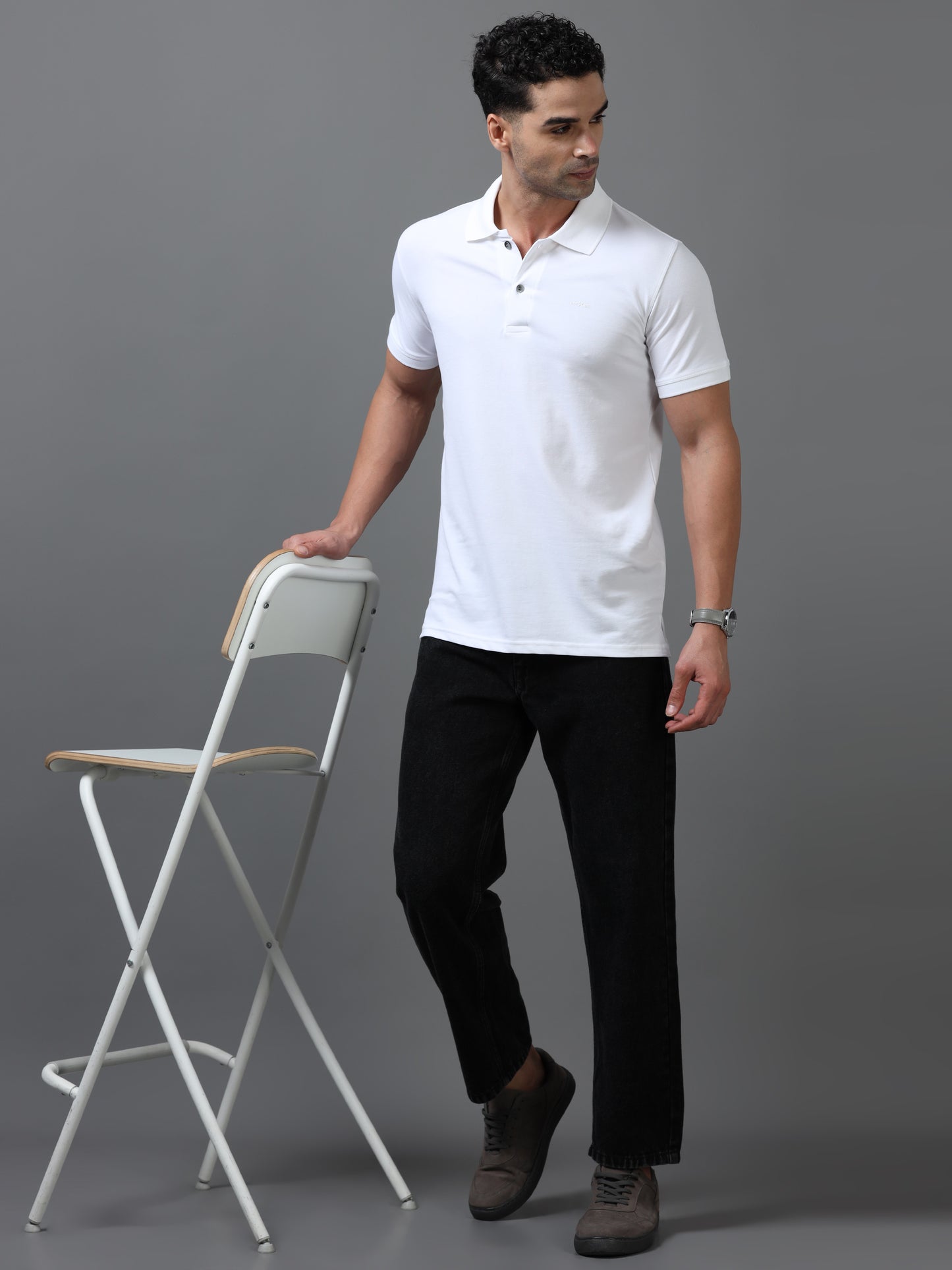 Imported White Collar Polo Neck